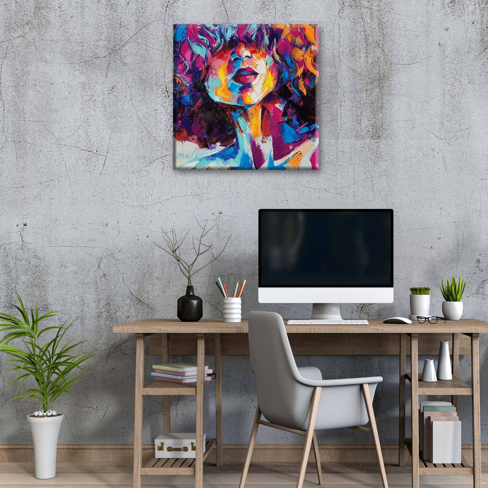 Cuadro Decorativo Canvas Retrato conceptual niña 30x30