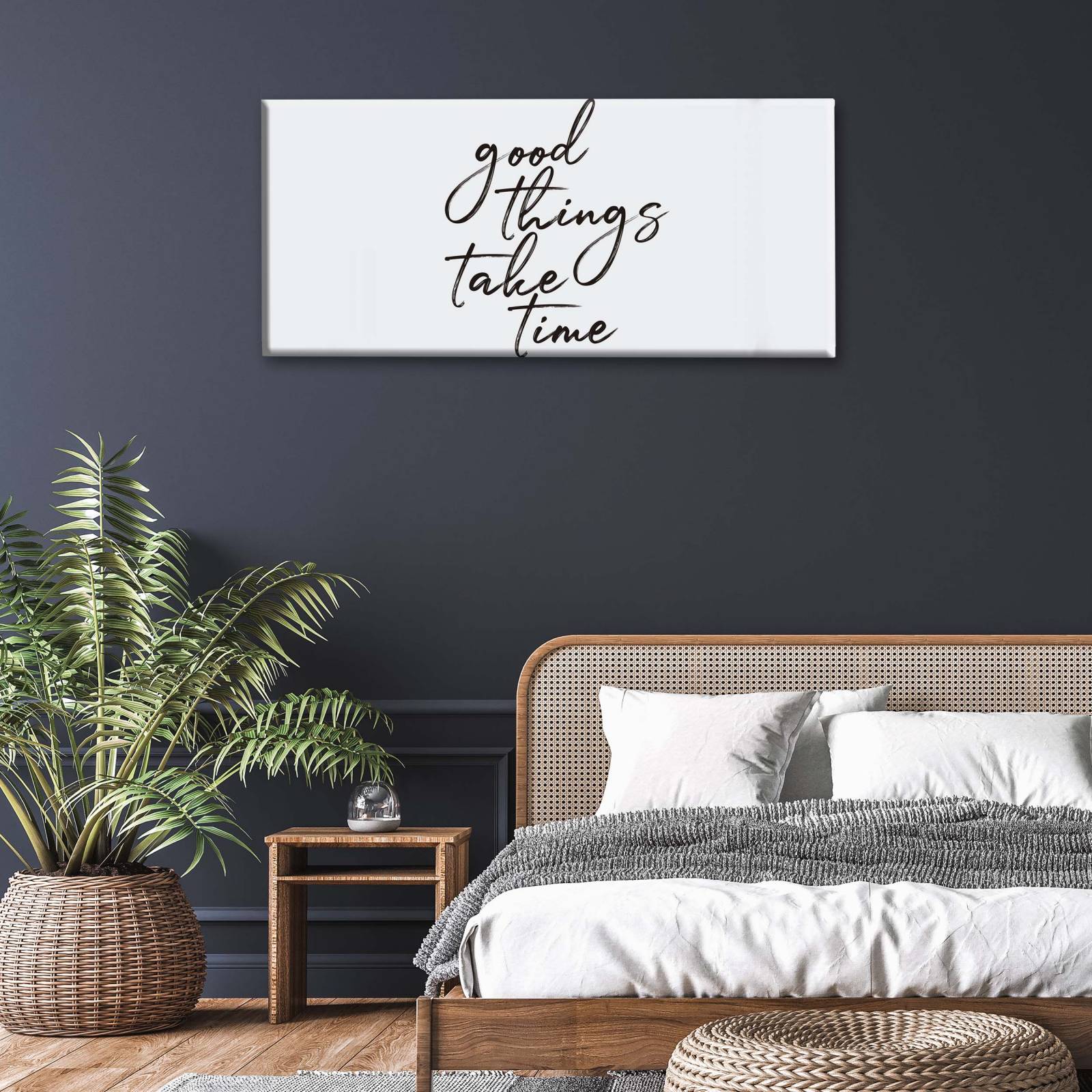 Cuadro Decorativo Canvas Good things take time 200x100