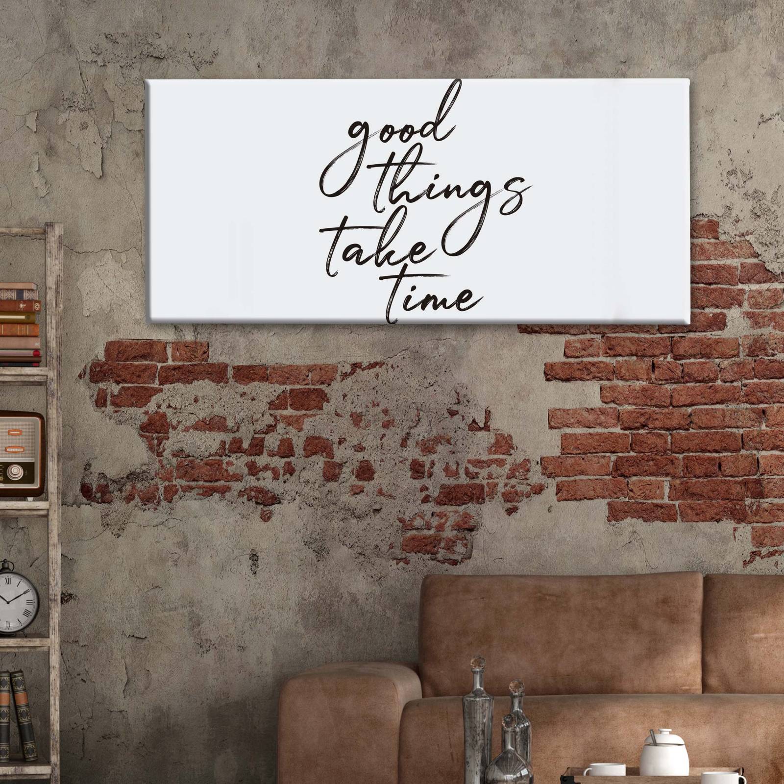 Cuadro Decorativo Canvas Good things take time 200x100