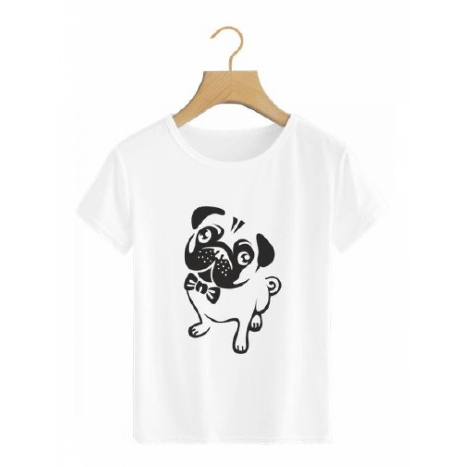 PLAYERA ANIMAL PERRO PUG MOÑO