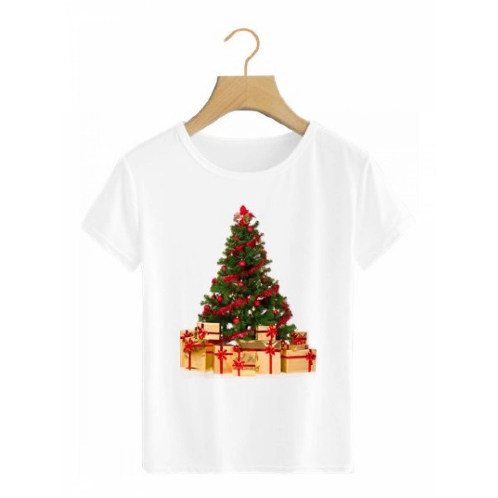 PLAYERA ARBOL CON REGALOS ROJOS