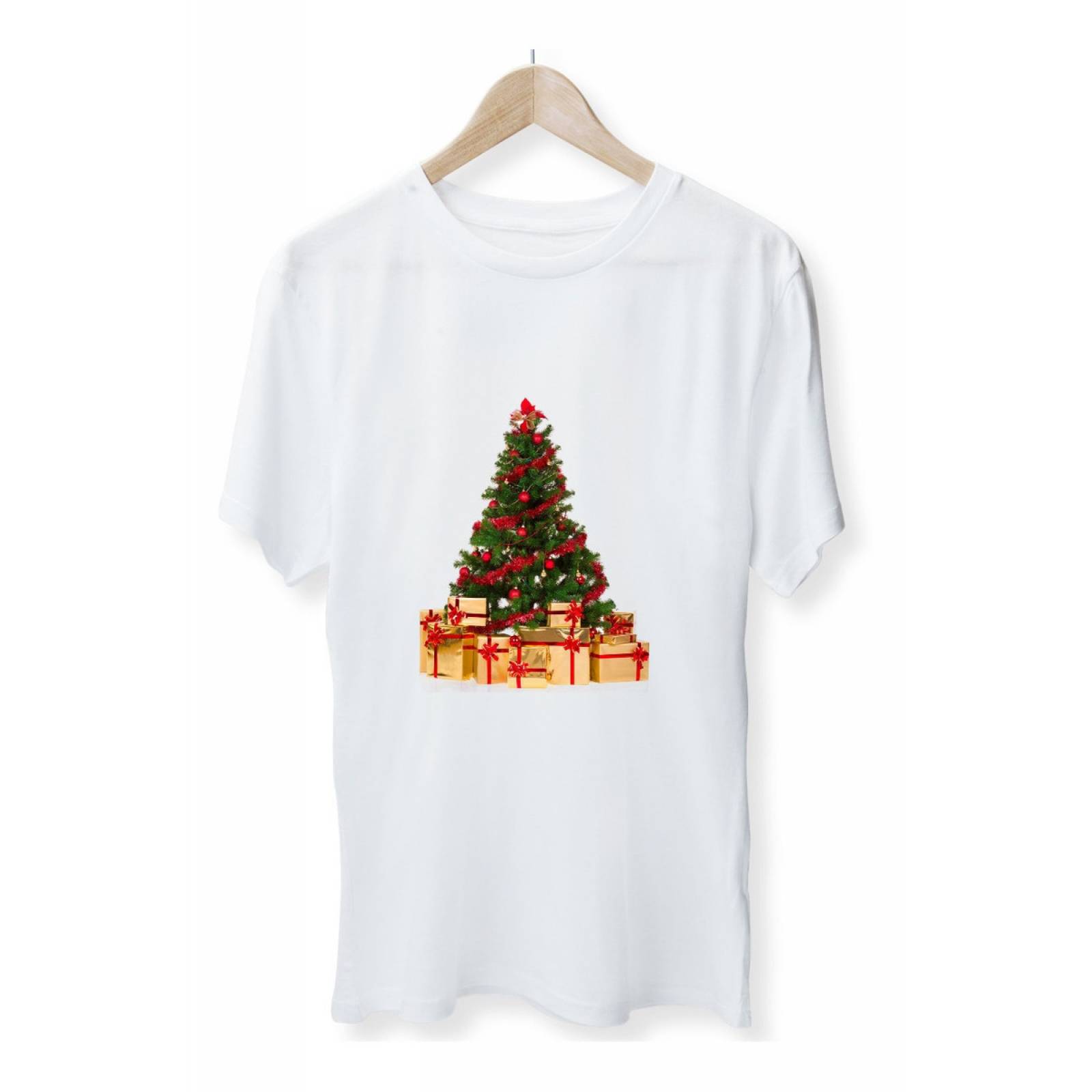 PLAYERA ARBOL CON REGALOS ROJOS