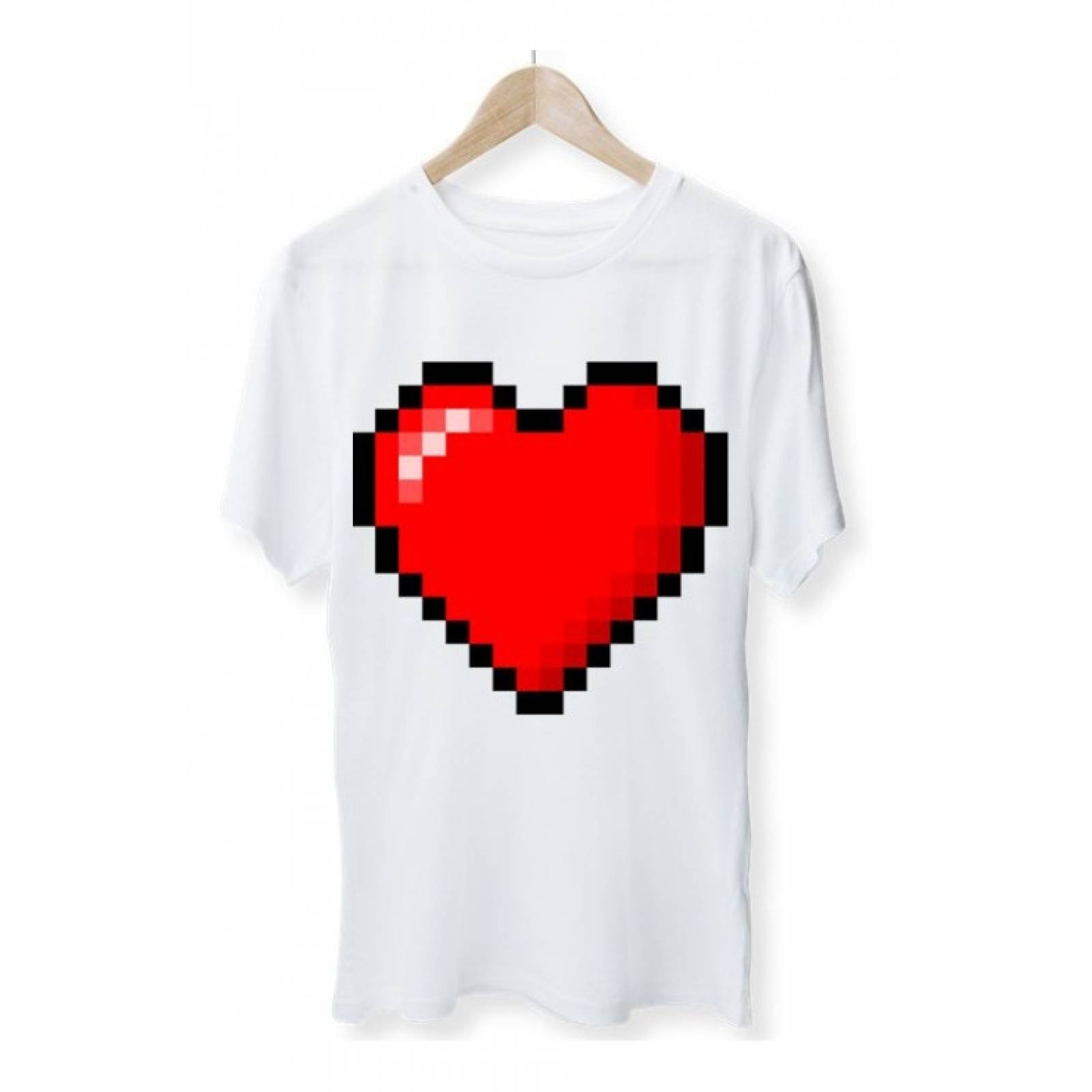PLAYERA FEBRERO AMOR CORAZON ROJO PIXELES