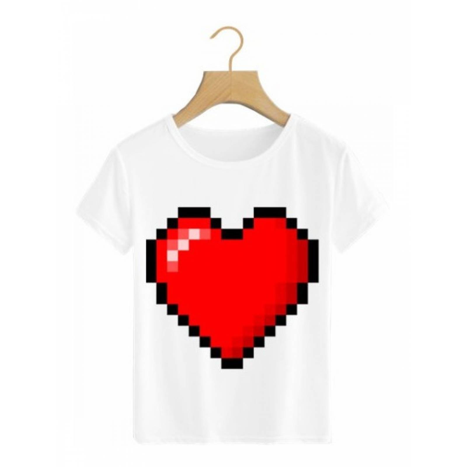 PLAYERA FEBRERO AMOR CORAZON ROJO PIXELES