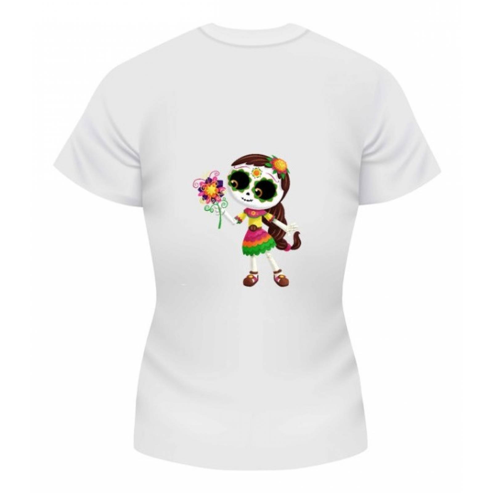 PLAYERA HALLOWEEN DIA DE MUERTOS NIÑA ESQUELETO BLANCA