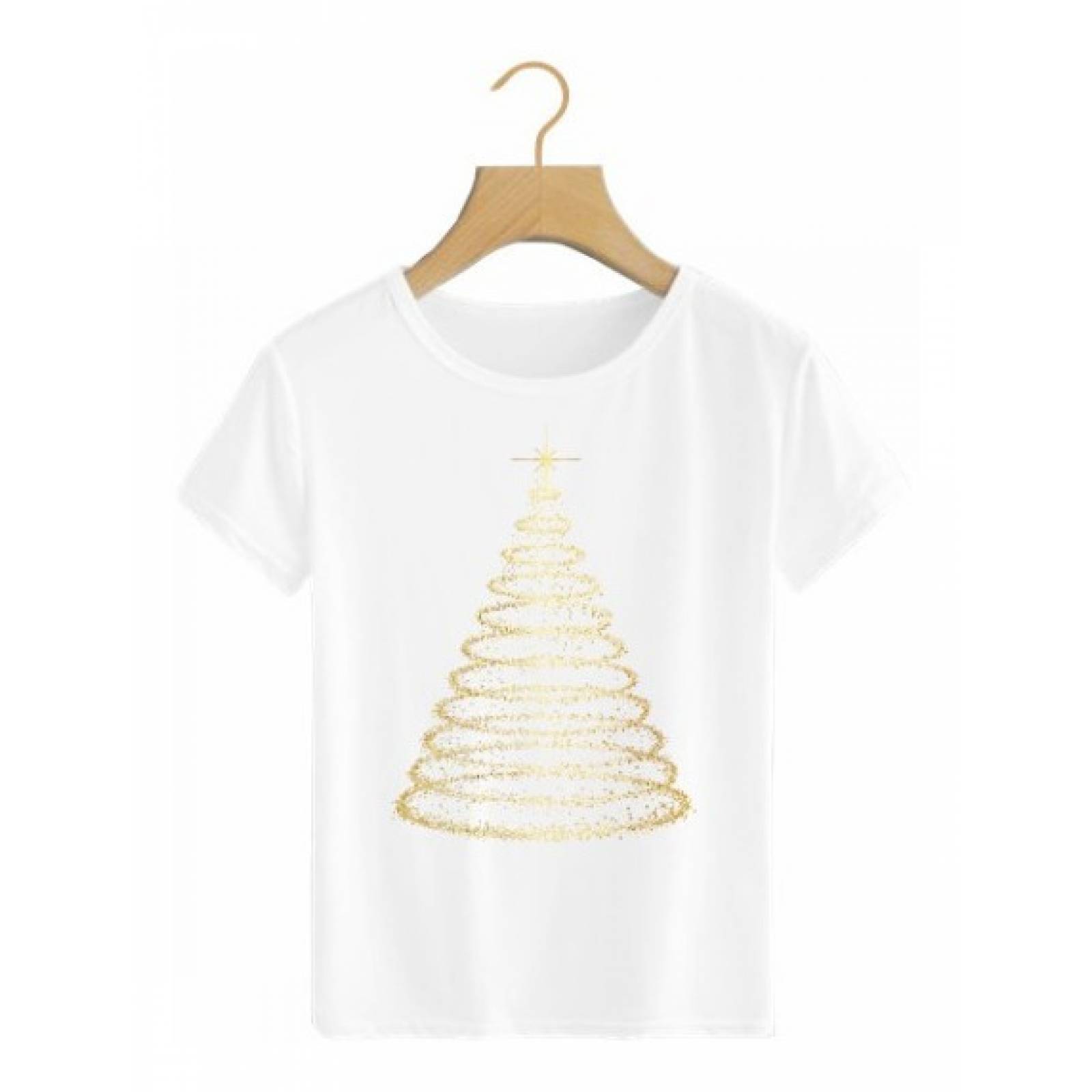PLAYERA NAVIDAD ARBOL DORADO BLANCA