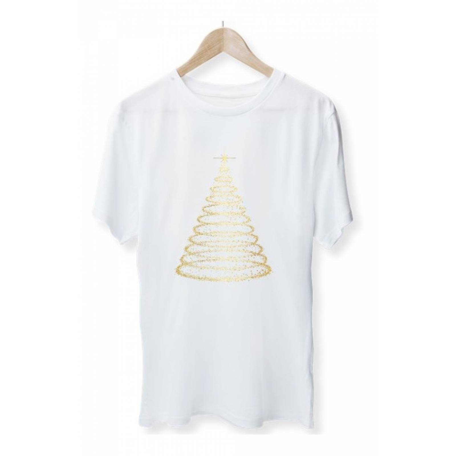 PLAYERA NAVIDAD ARBOL DORADO BLANCA