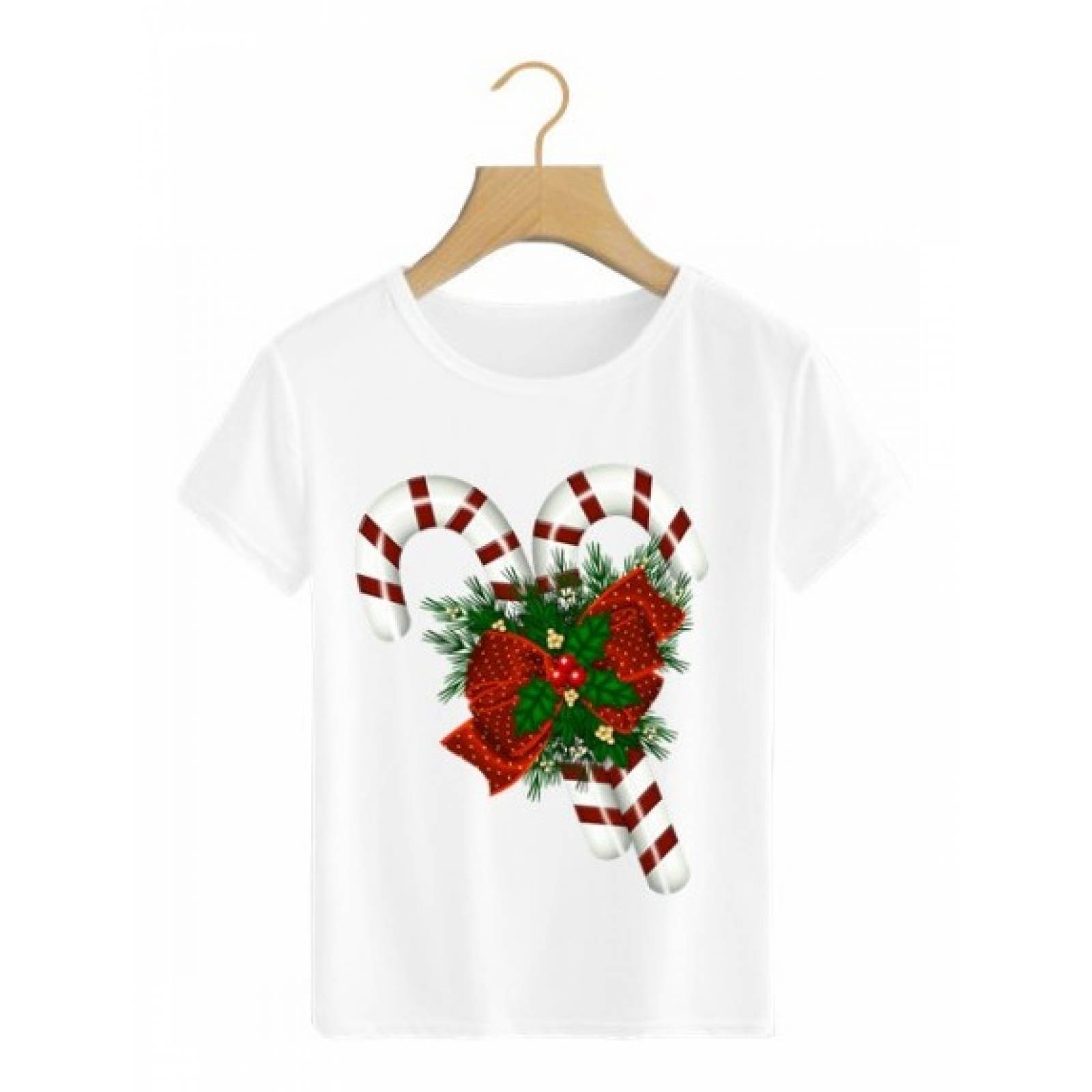PLAYERA NAVIDAD BASTONES CARAMELOS NAVIDEÑOS BLANCA