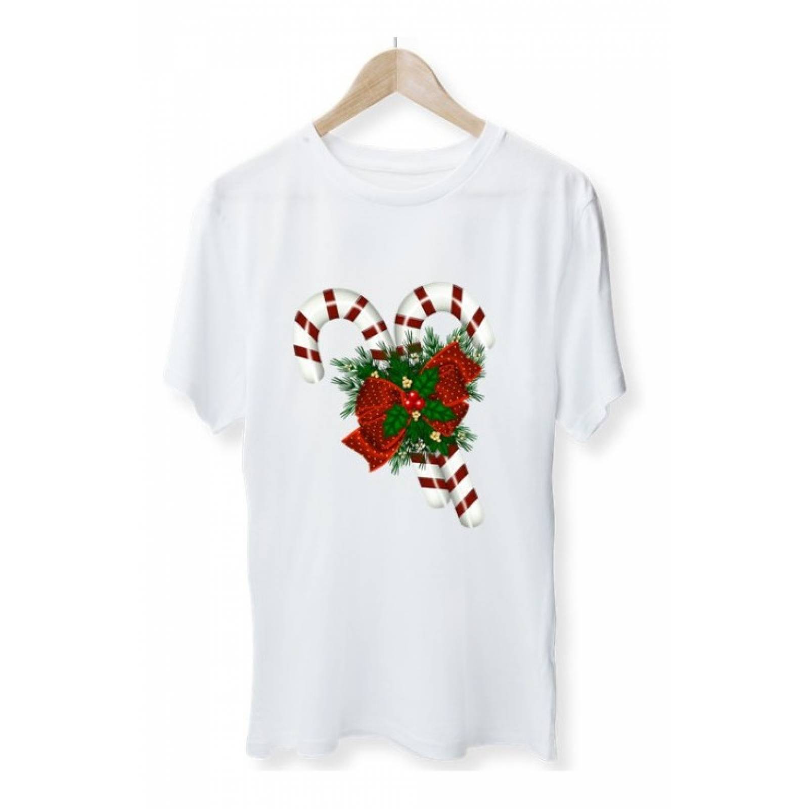 PLAYERA NAVIDAD BASTONES CARAMELOS NAVIDEÑOS BLANCA