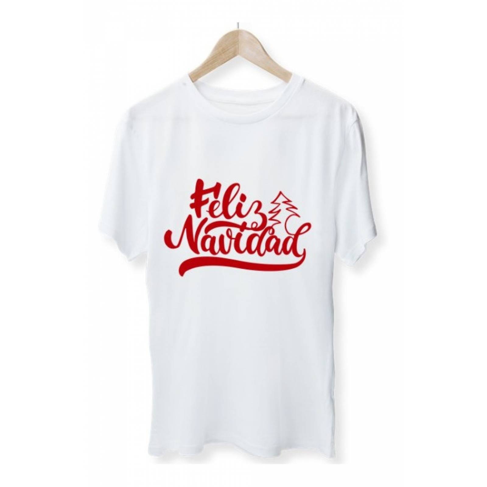 PLAYERA NAVIDAD FELIZ LETRAS ROJAS BLANCA