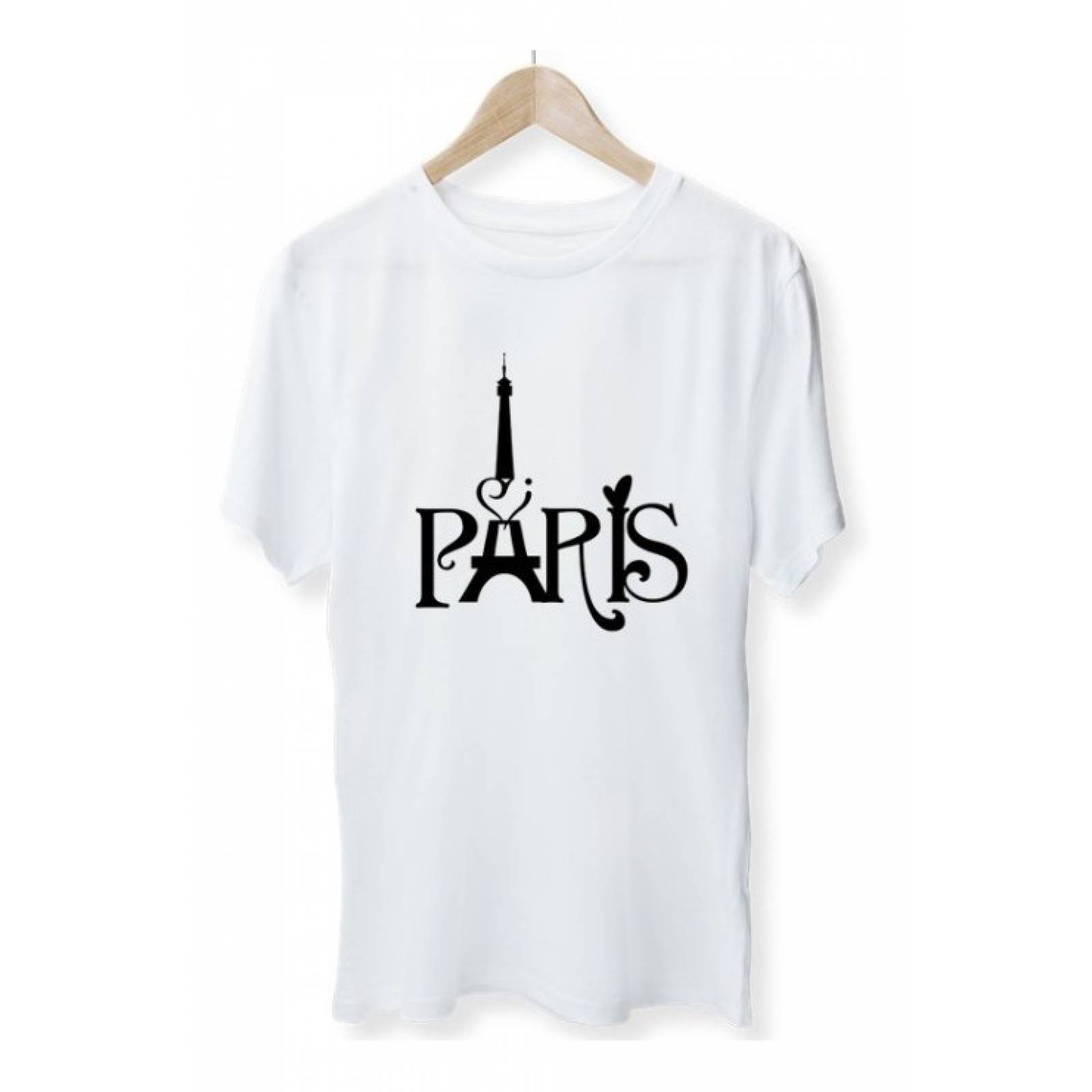 PLAYERA PARIS TORRE LETRAS NEGRAS BLANCA