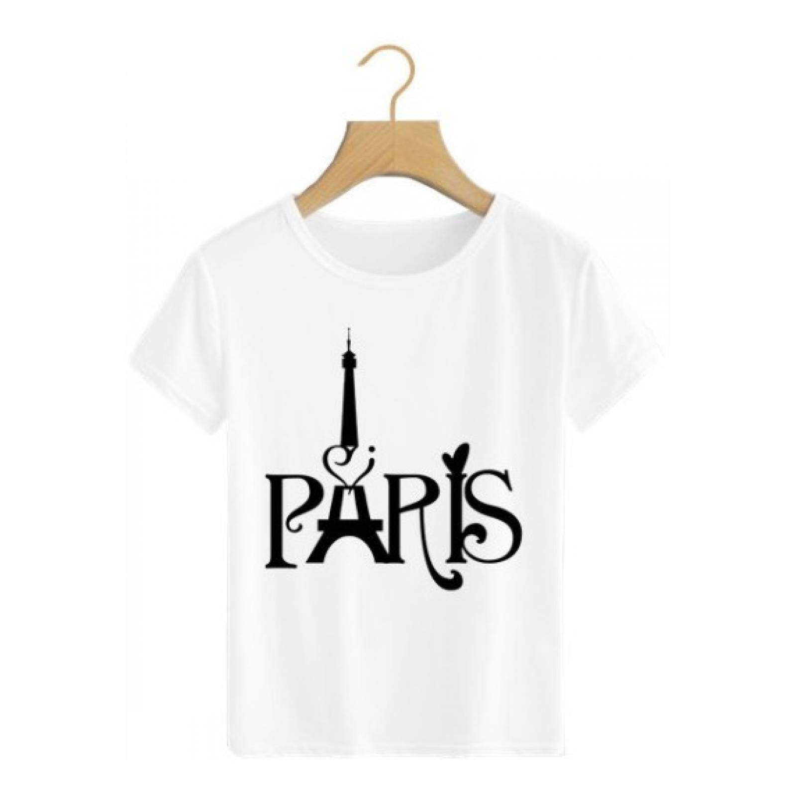 PLAYERA PARIS TORRE LETRAS NEGRAS BLANCA