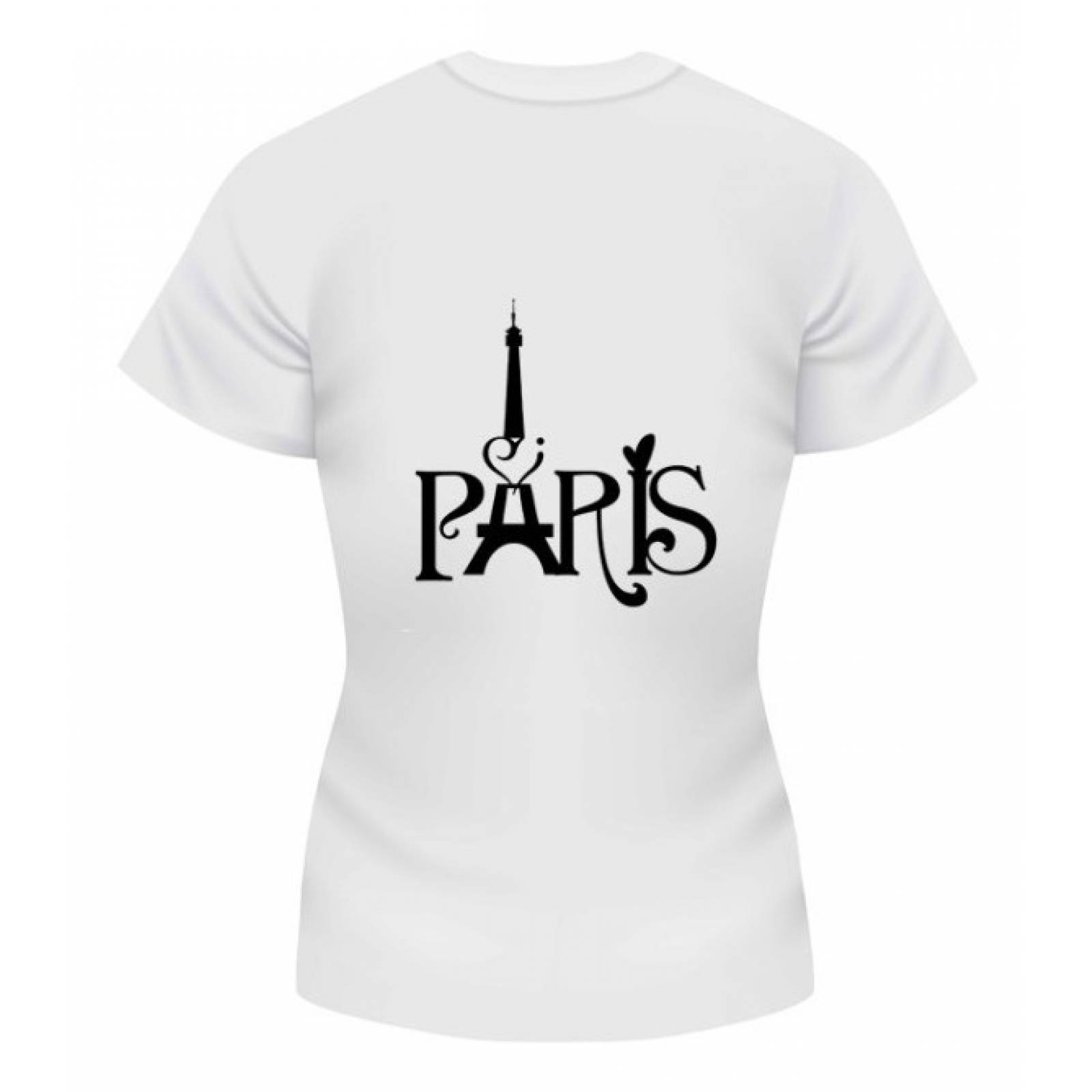 PLAYERA PARIS TORRE LETRAS NEGRAS BLANCA