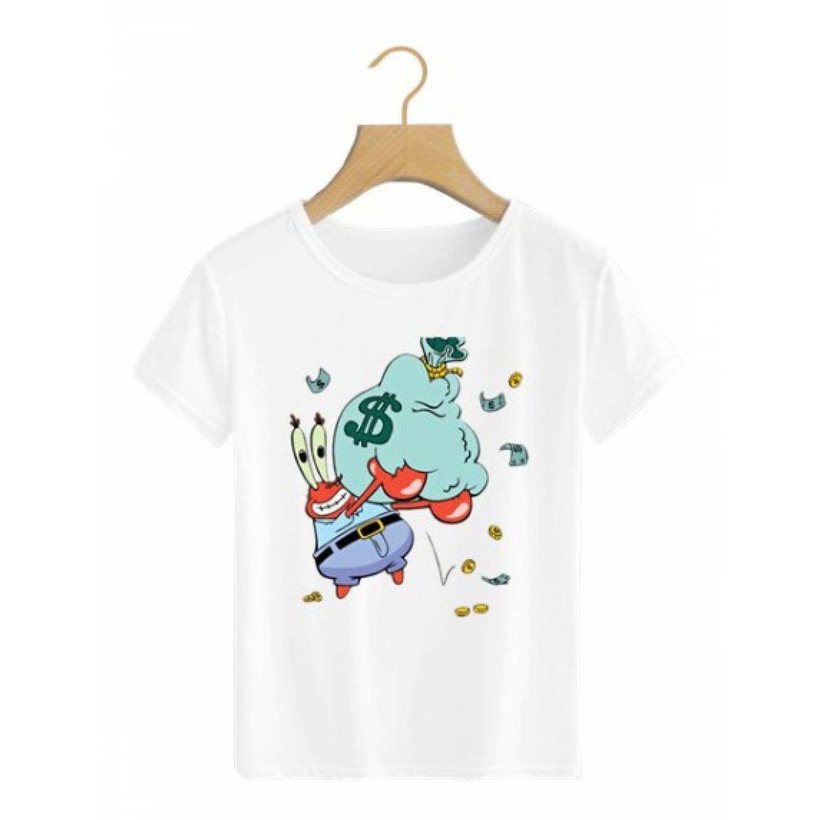 PLAYERA PERSONAJE BOB ESPONJA FELIZ BLANCA