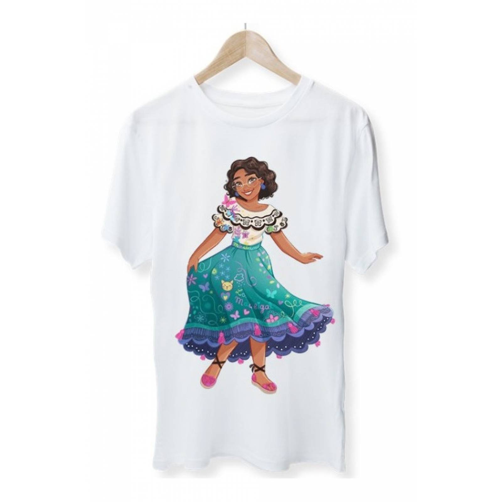 PLAYERA PERSONAJE FRIDA AZUL BLANCA