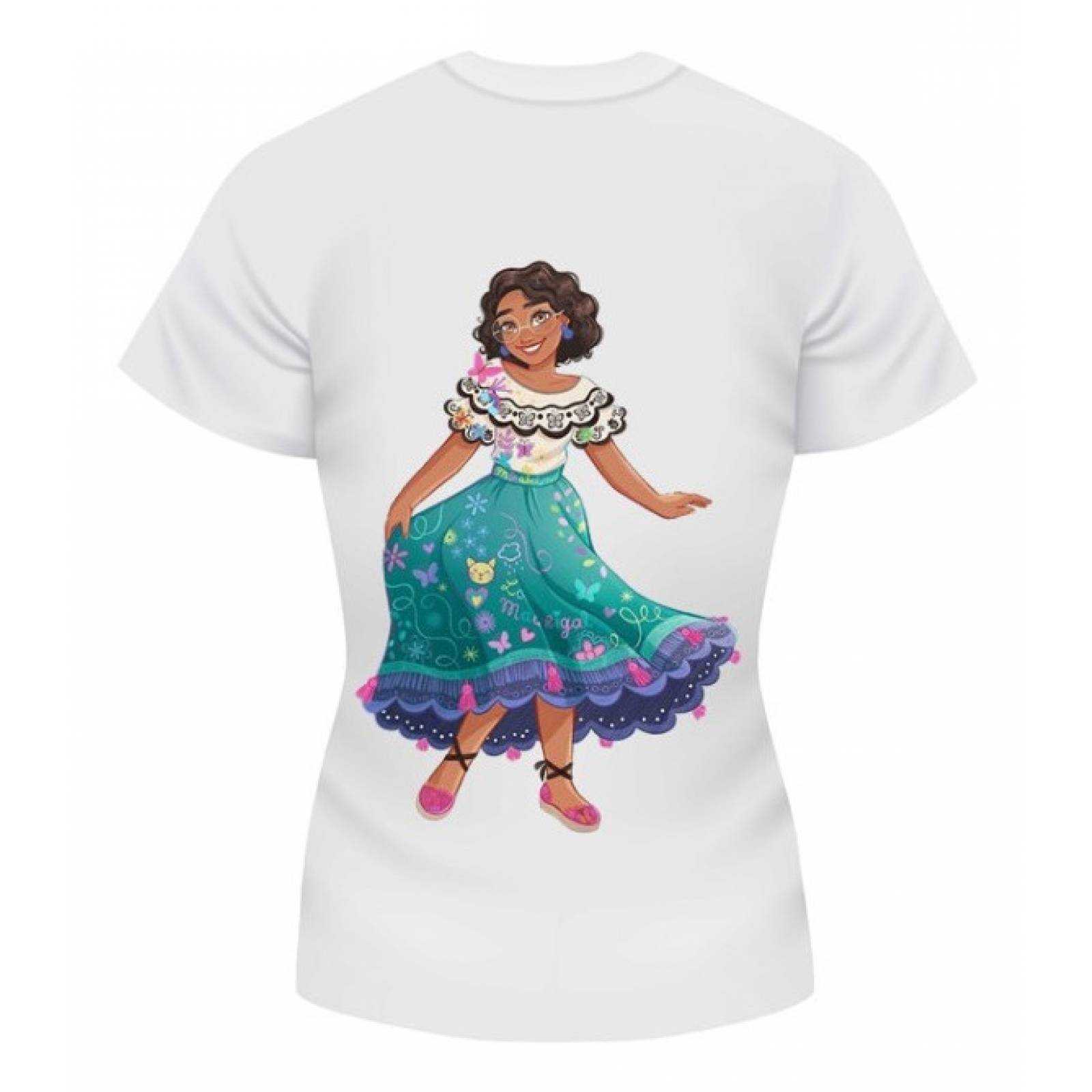 PLAYERA PERSONAJE FRIDA AZUL BLANCA