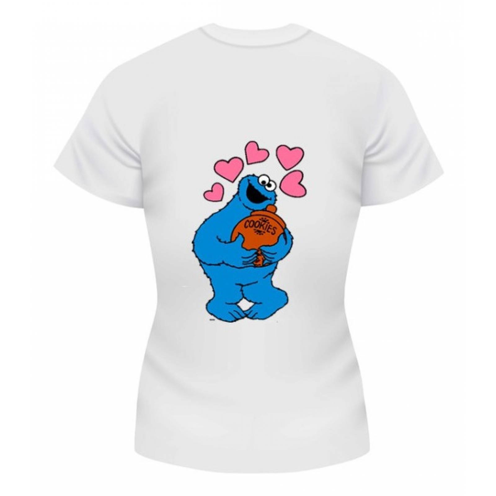 PLAYERA PERSONAJE PLAZA SESAMO COME GALLETAS GRANDE BLANCA