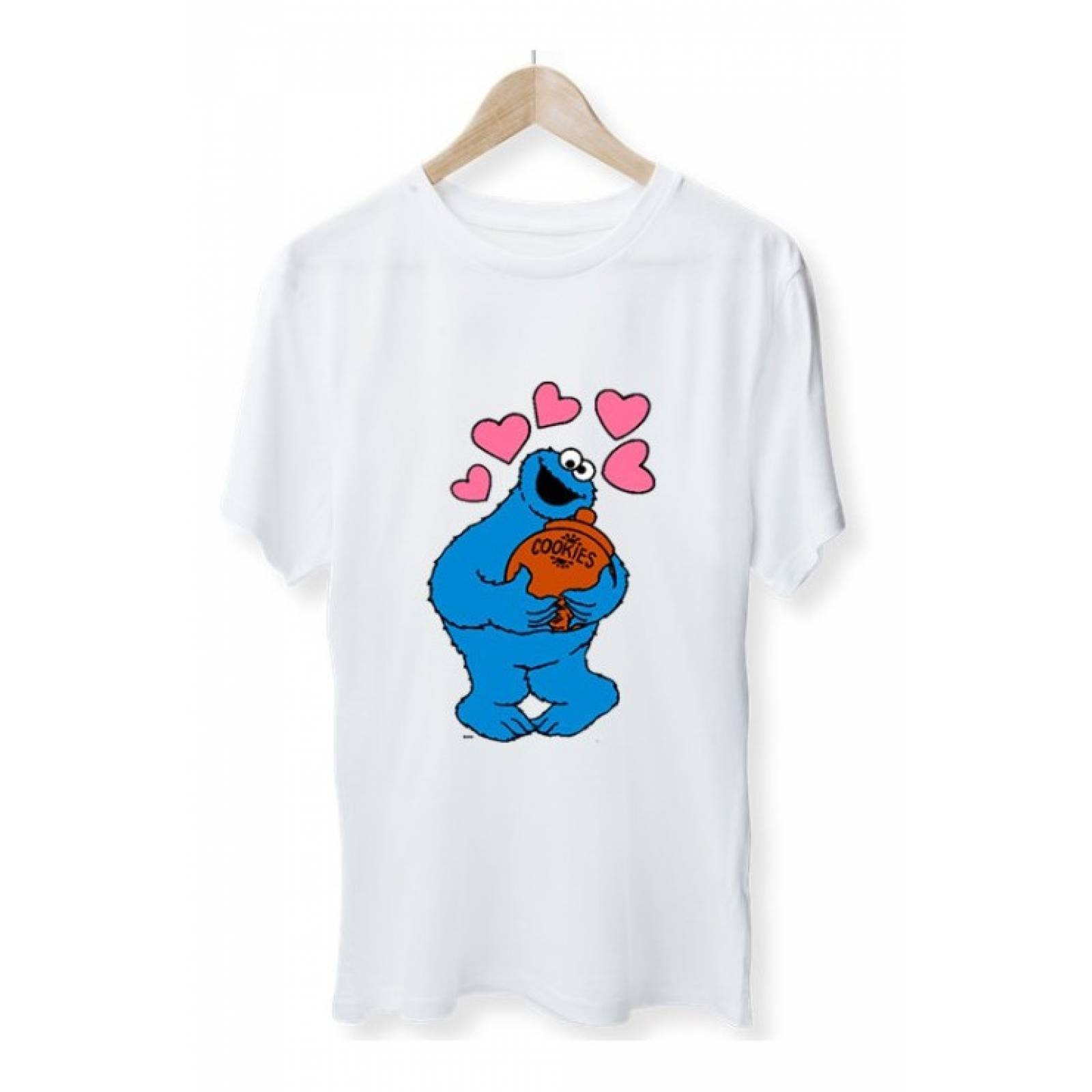 PLAYERA PERSONAJE PLAZA SESAMO COME GALLETAS GRANDE BLANCA