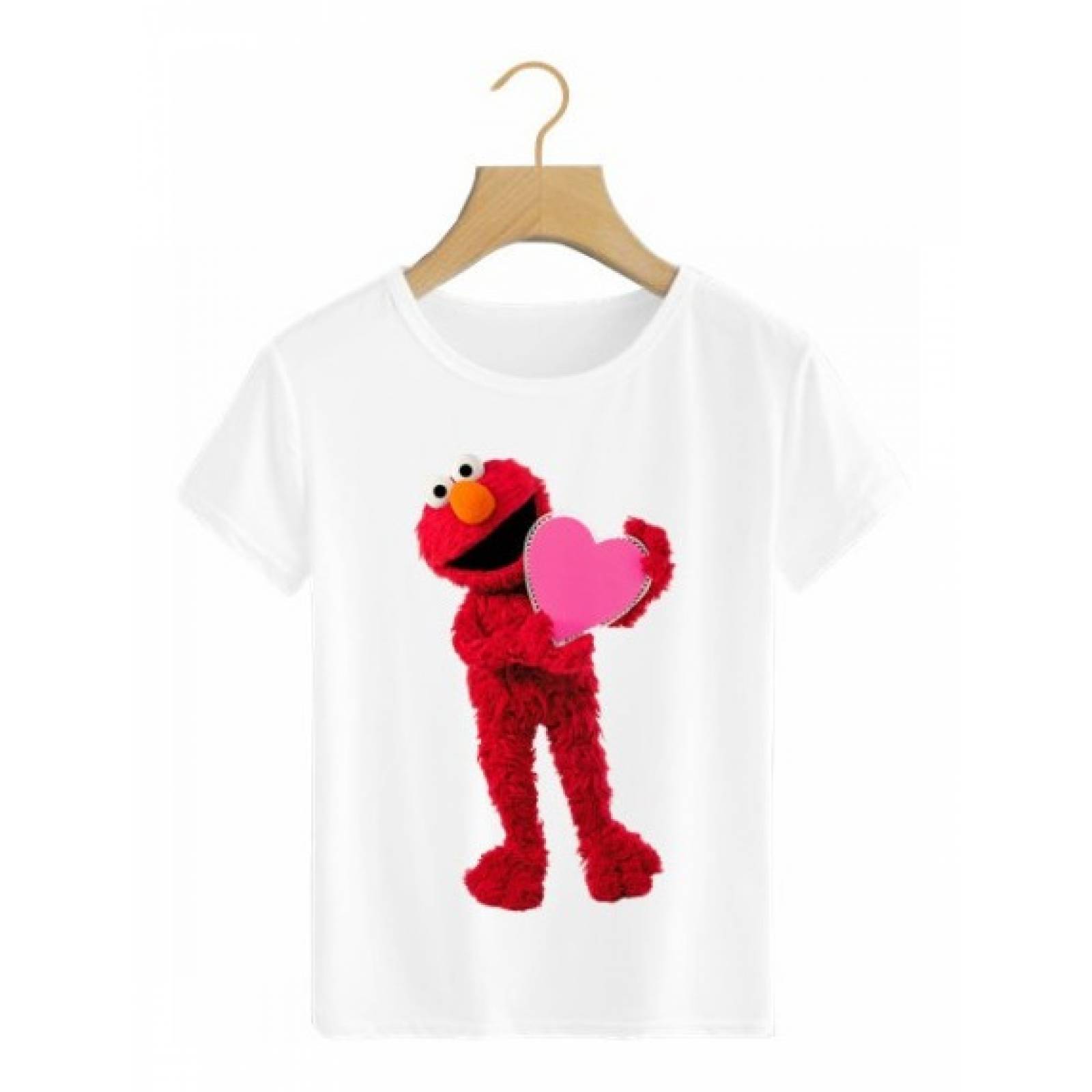 PLAYERA PERSONAJE PLAZA SESAMO ELMO REAL BLANCA