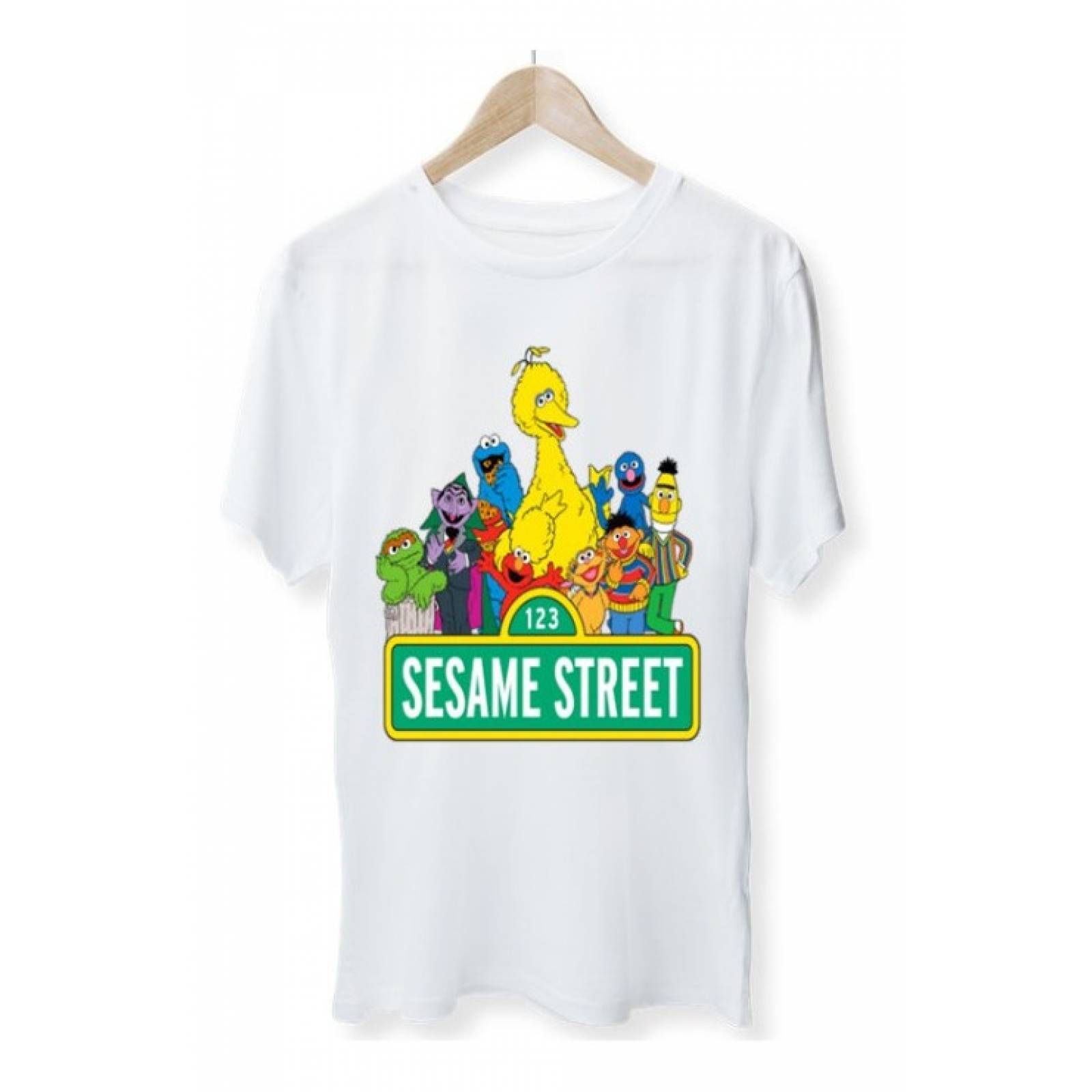 PLAYERA PERSONAJE PLAZA SESAMO MOUNTRUO DE BASURA DIBUJO BLANCA