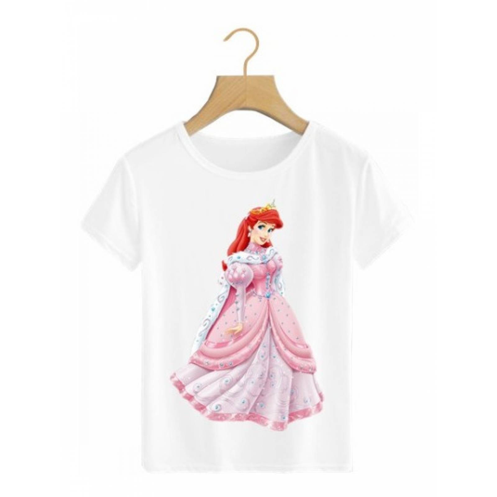 PLAYERA PERSONAJE SIRENITA ARIEL CORONA VESTIDO PRINCES BLANCA