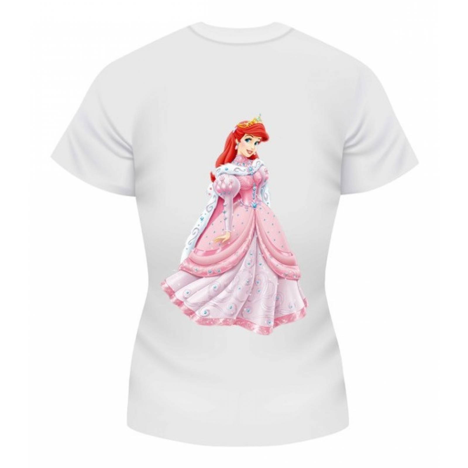 PLAYERA PERSONAJE SIRENITA ARIEL CORONA VESTIDO PRINCES BLANCA
