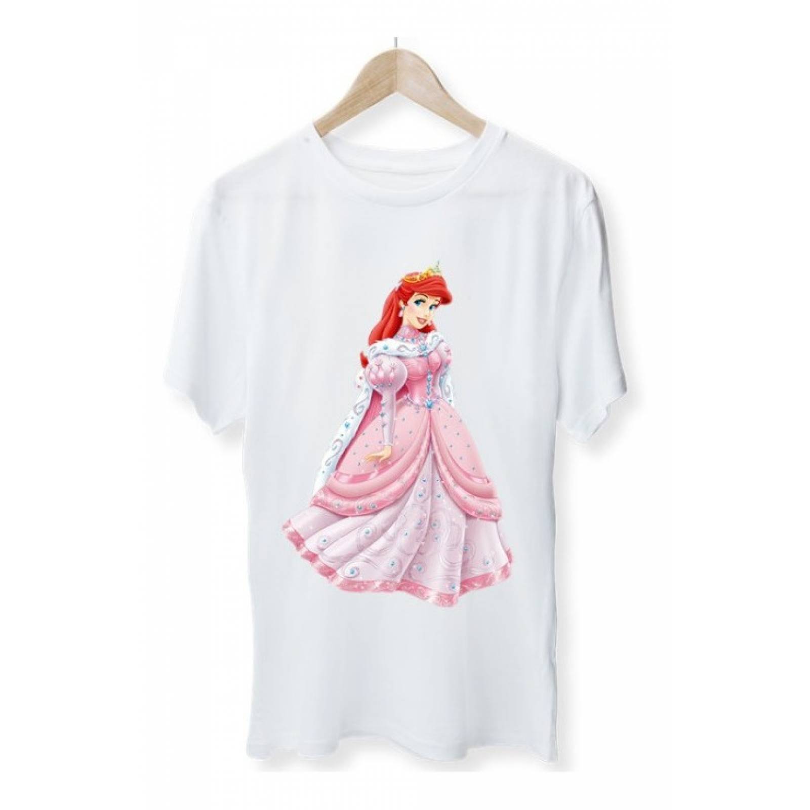 PLAYERA PERSONAJE SIRENITA ARIEL CORONA VESTIDO PRINCES BLANCA