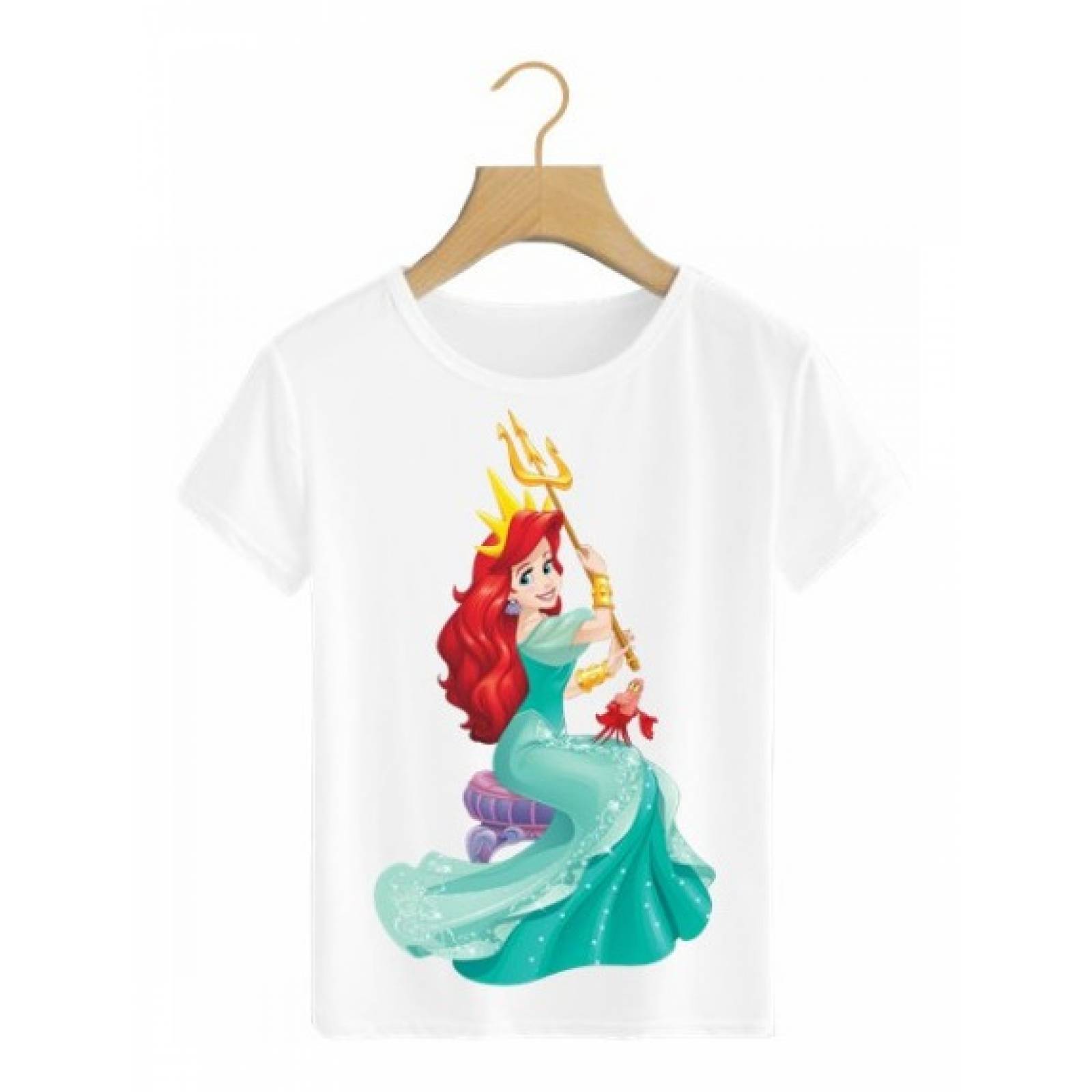 PLAYERA PERSONAJE SIRENITA ARIEL ROSA VESTIDO PRINCES BLANCA