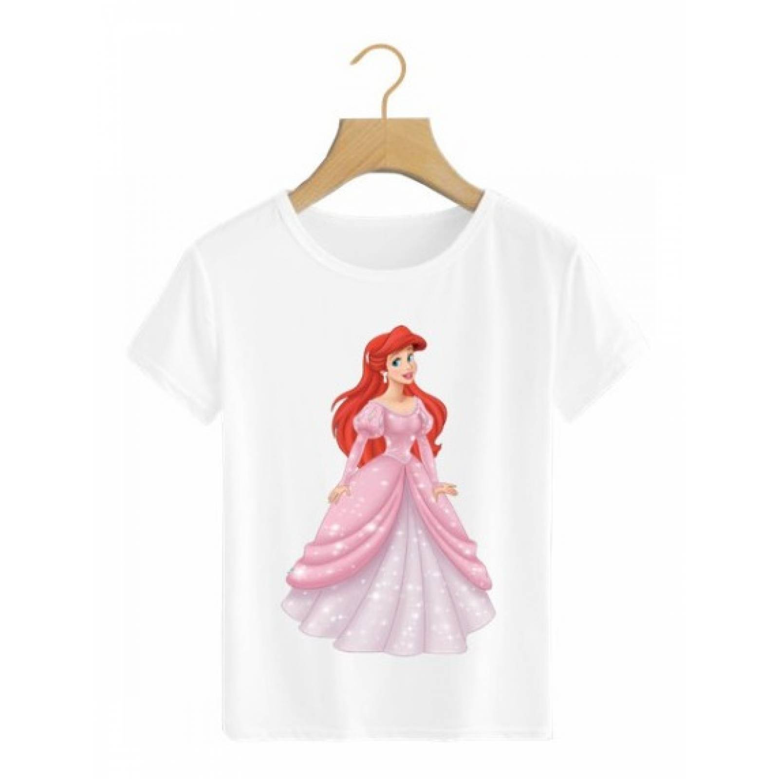 PLAYERA PERSONAJE SIRENITA ARIEL TURQUESA PRINCES BLANCA