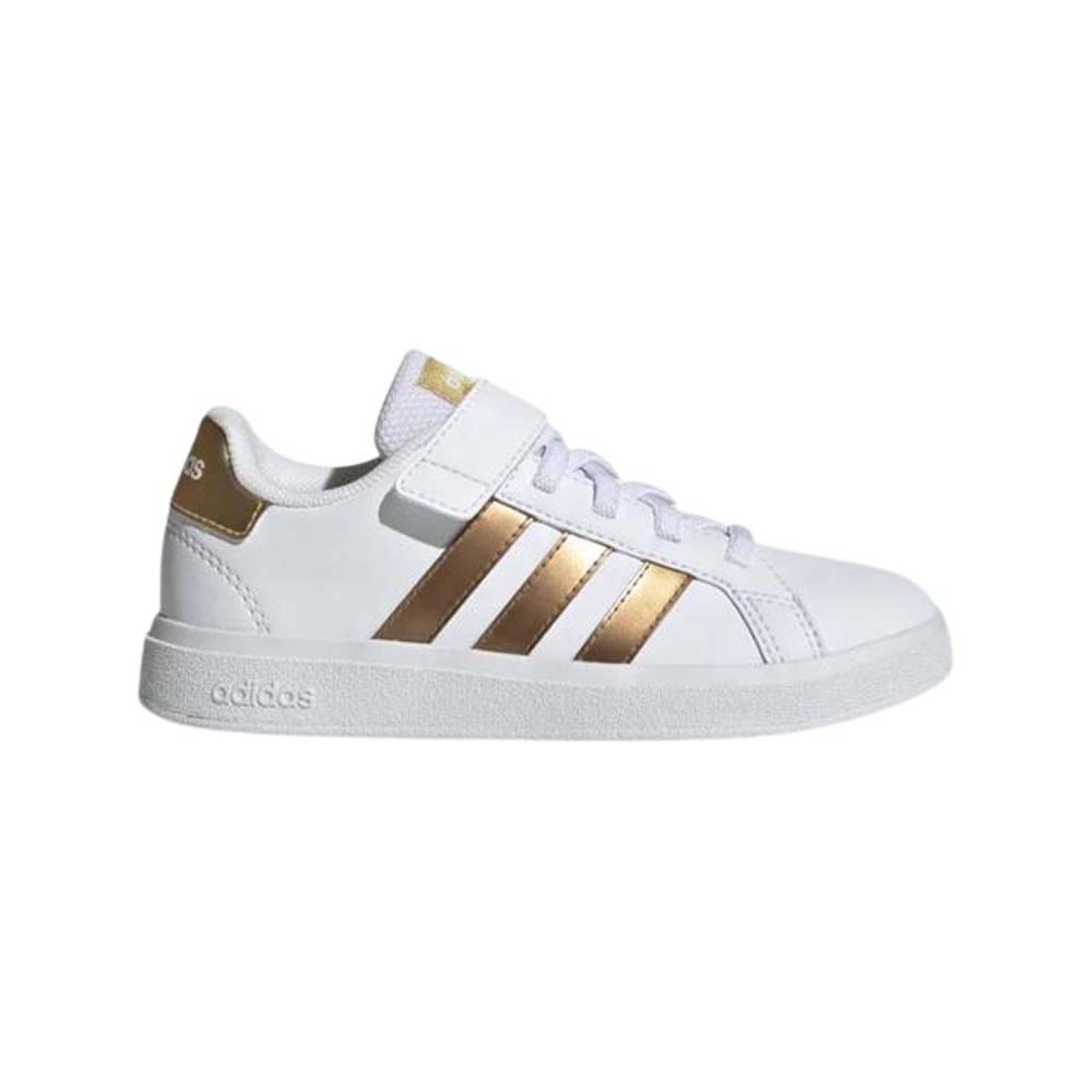 Calzado Adidas Nino Grand Court 2 El K Blanco Dorado