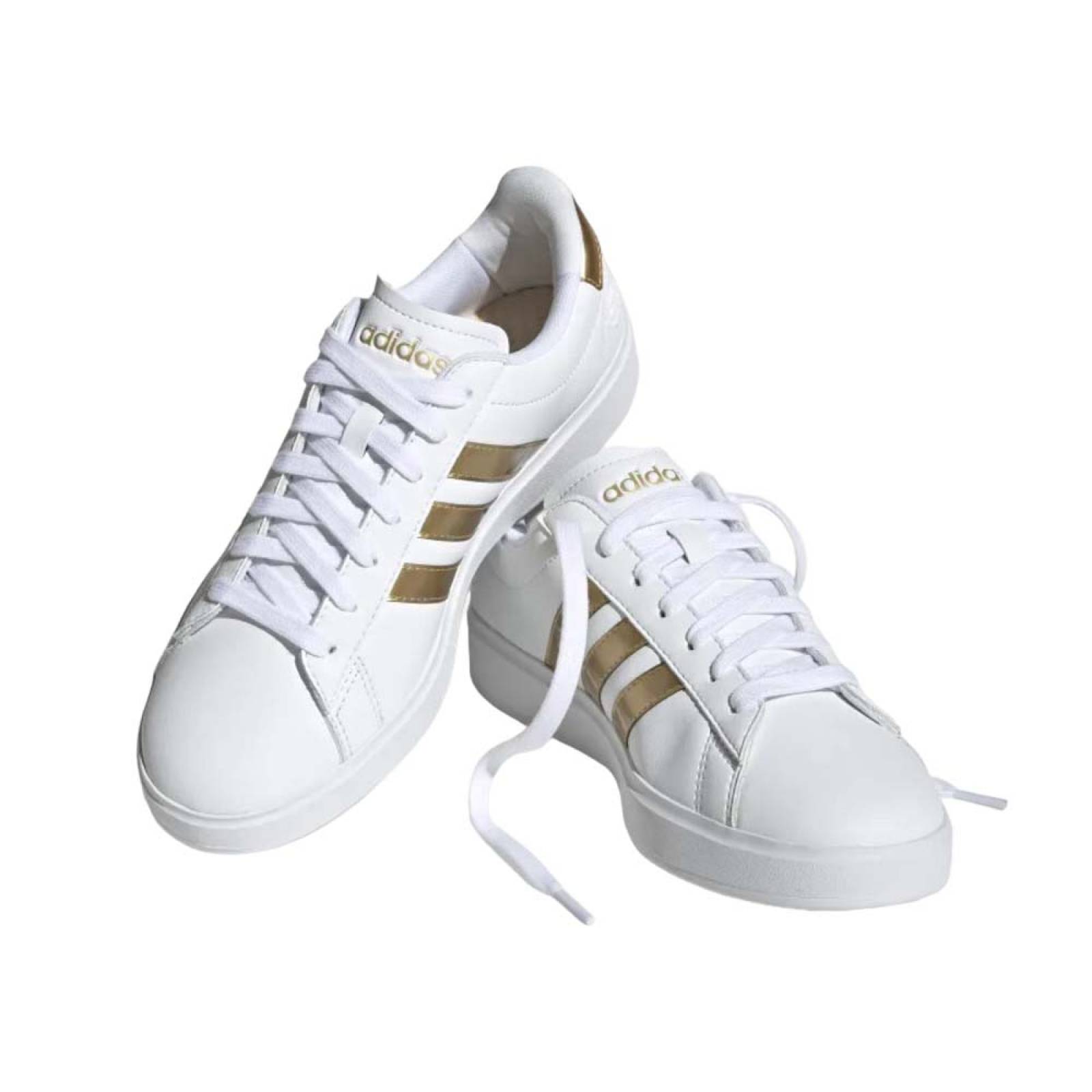Calzado Adidas Mujer Grand Court 2 Blanco Dorado