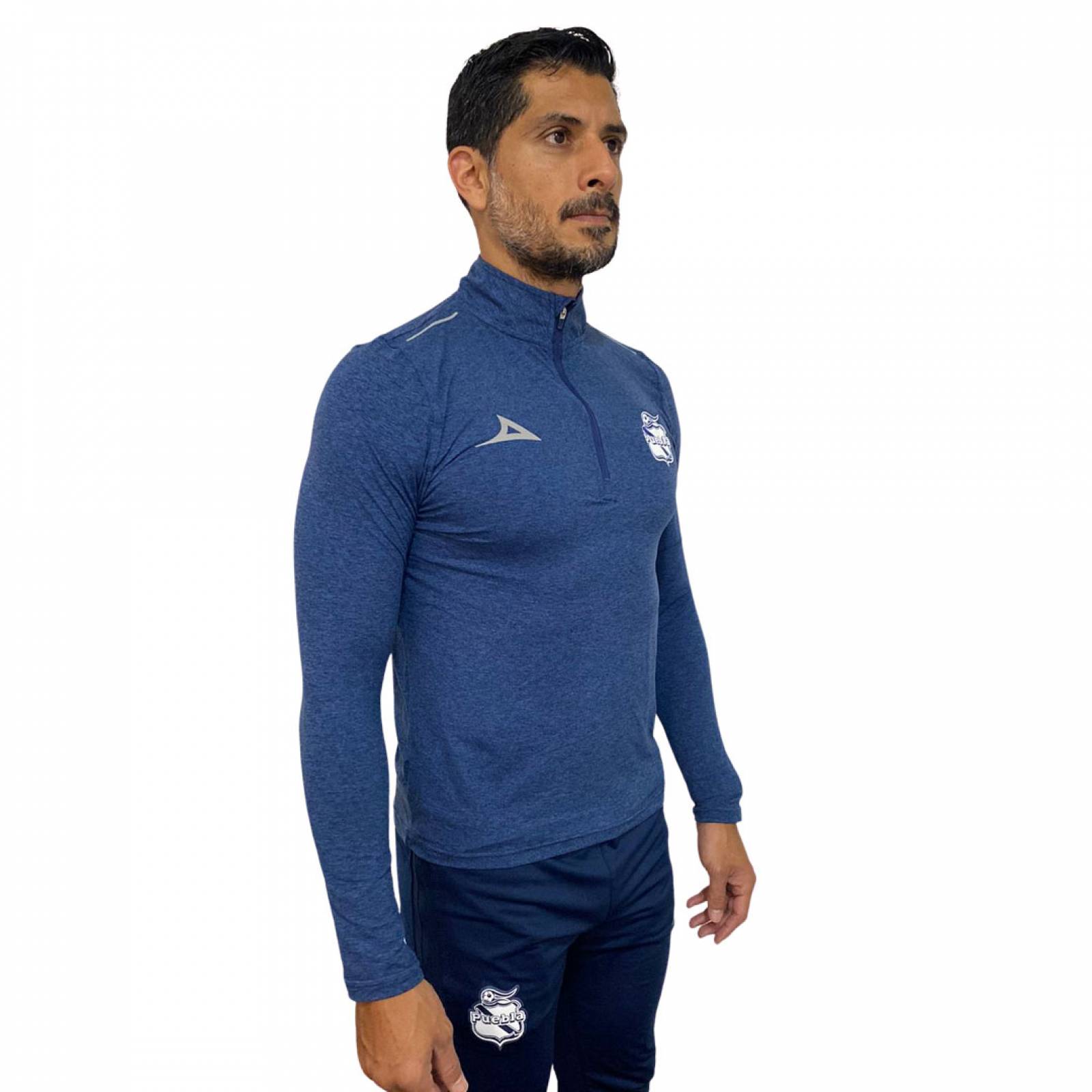 Playera Pirma Hombre Medio Cierre Club Puebla 23-24 Azul