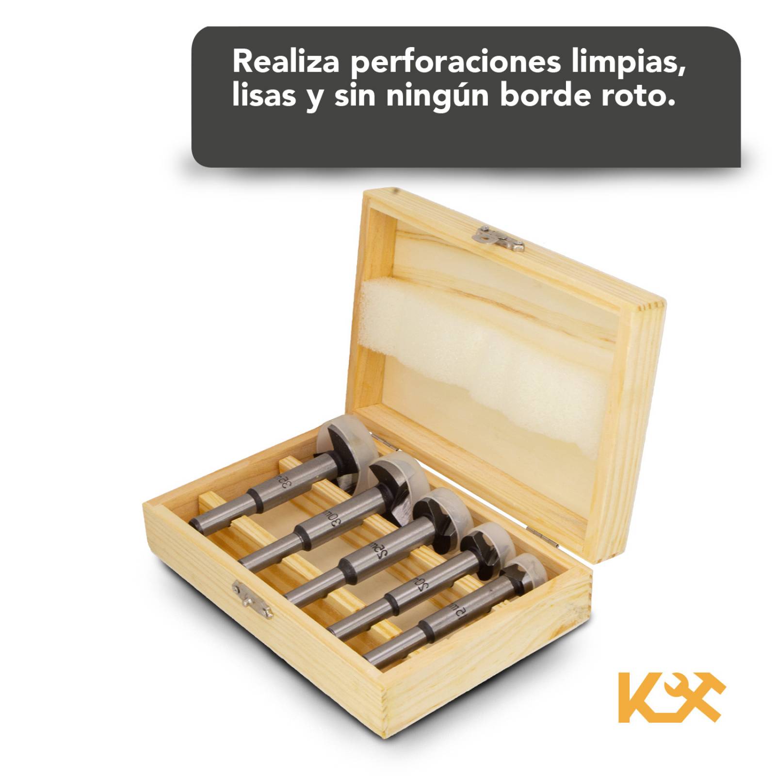 Kit 5 Brocas Forstner Bisagra 15-35 Mm Madera Taladro Router