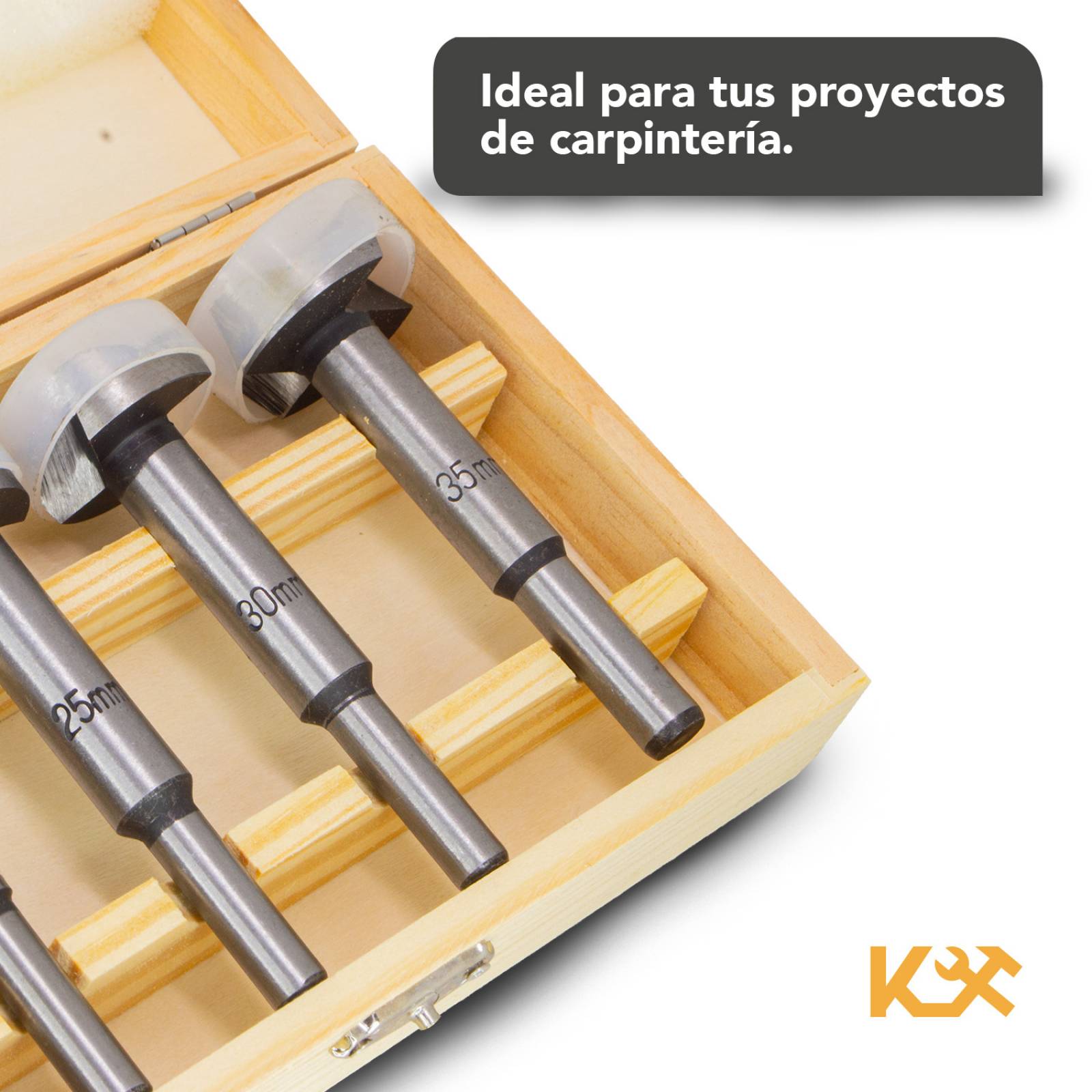 Kit 5 Brocas Forstner Bisagra 15-35 Mm Madera Taladro Router