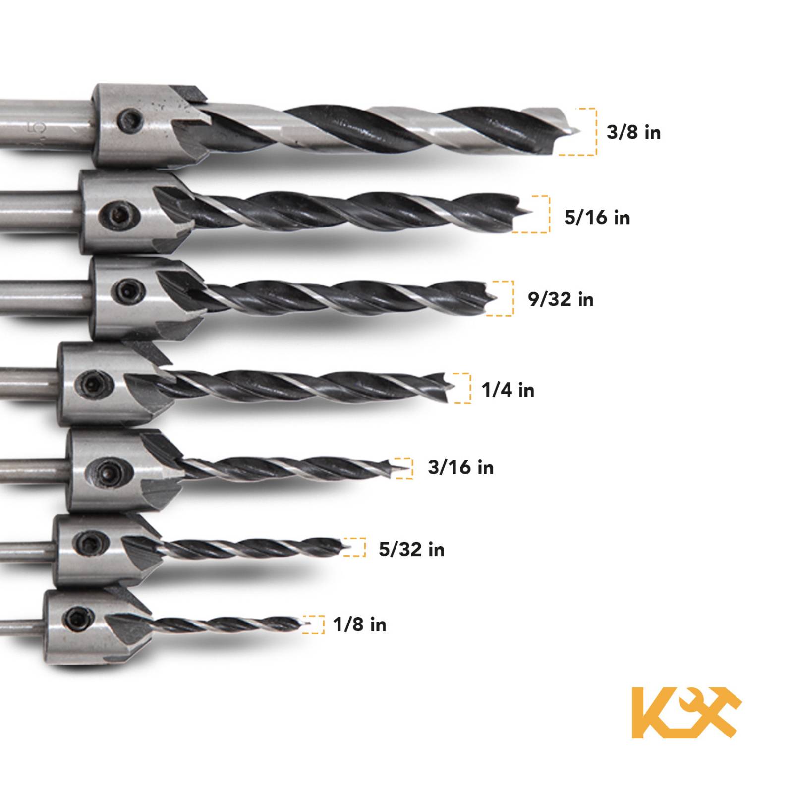 Broca Avellanador Para Madera Carpintero 7 Pzs 1/8-3/8in