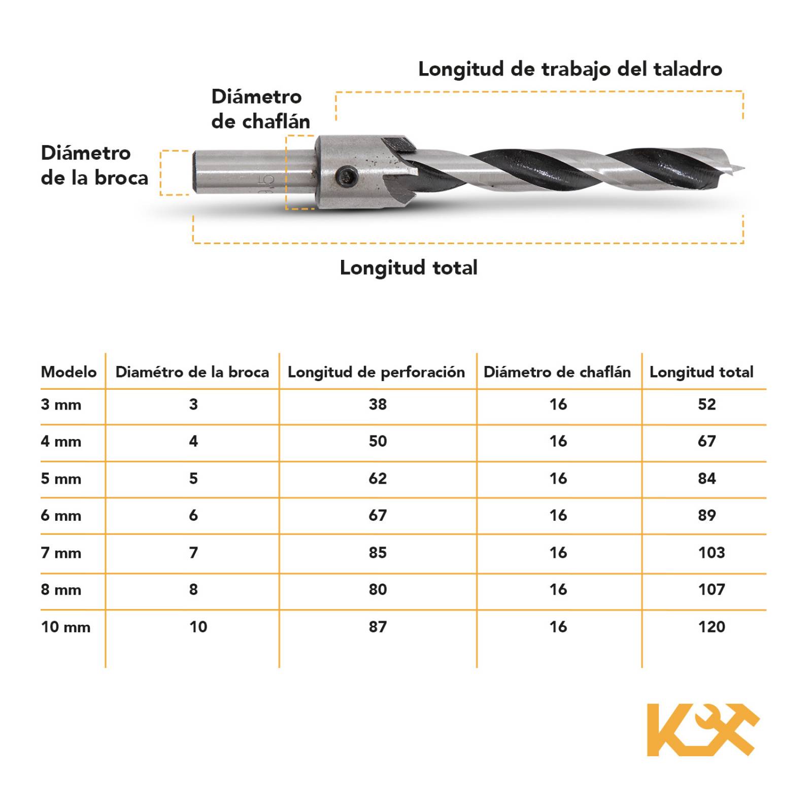 Broca Avellanador Para Madera Carpintero 7 Pzs 1/8-3/8in