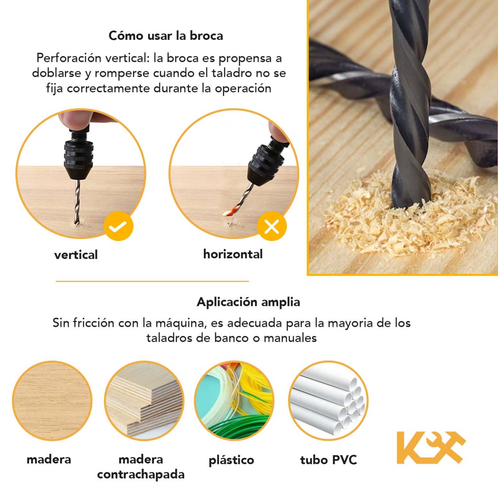 Broca Avellanador Para Madera Carpintero 7 Pzs 1/8-3/8in