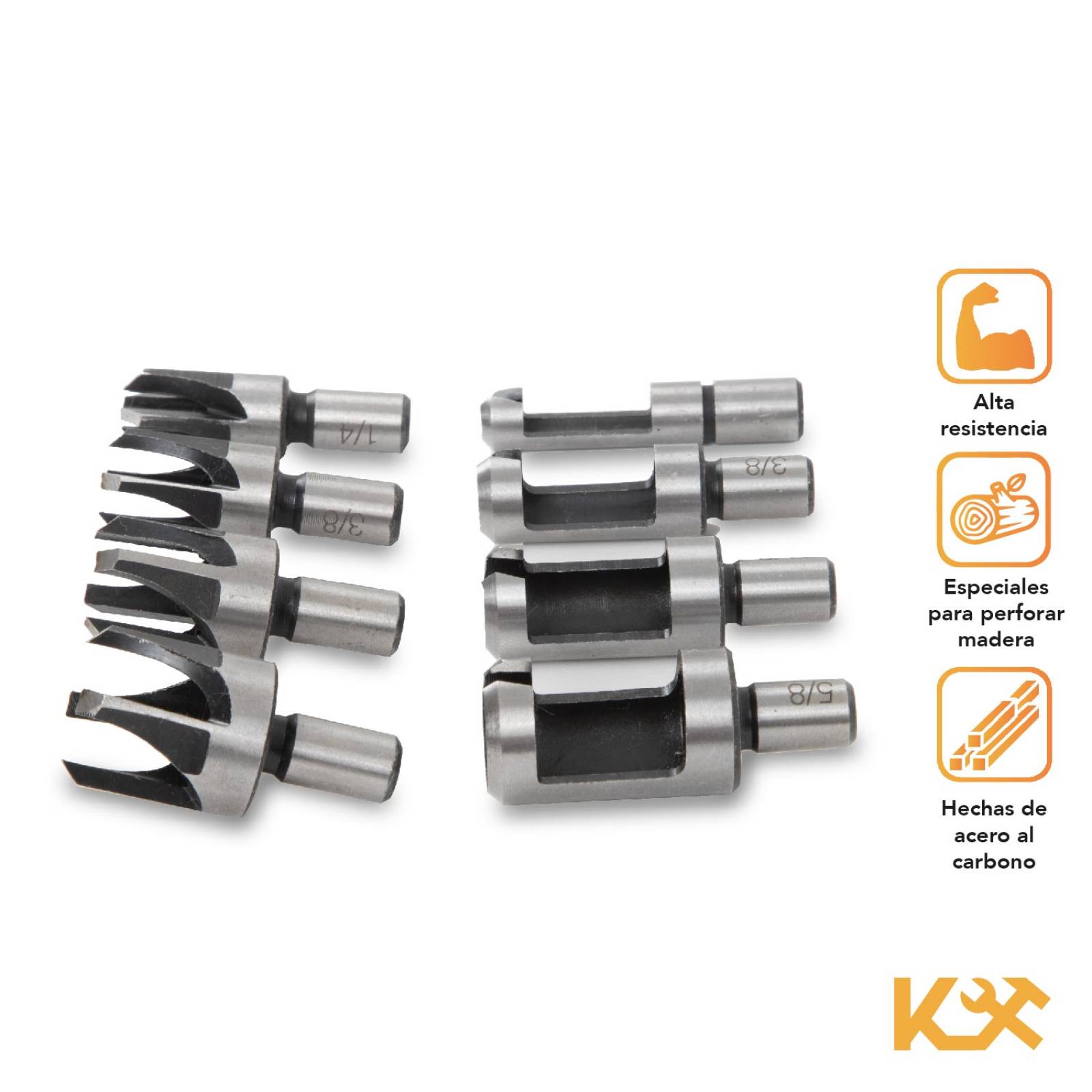 Broca Sacabocado Para Madera Carpintero Concavo 8 Pzs