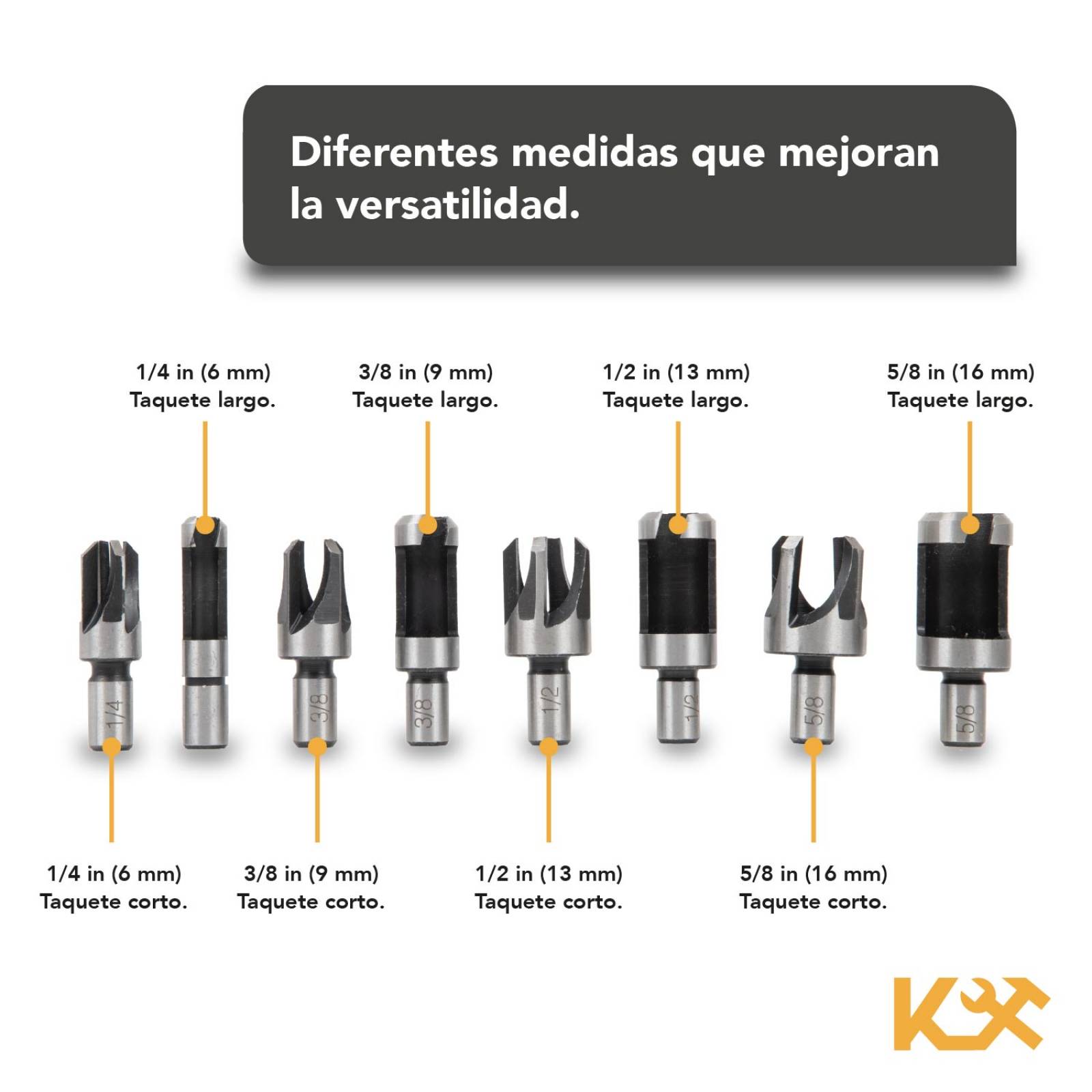 Broca Sacabocado Para Madera Carpintero Concavo 8 Pzs