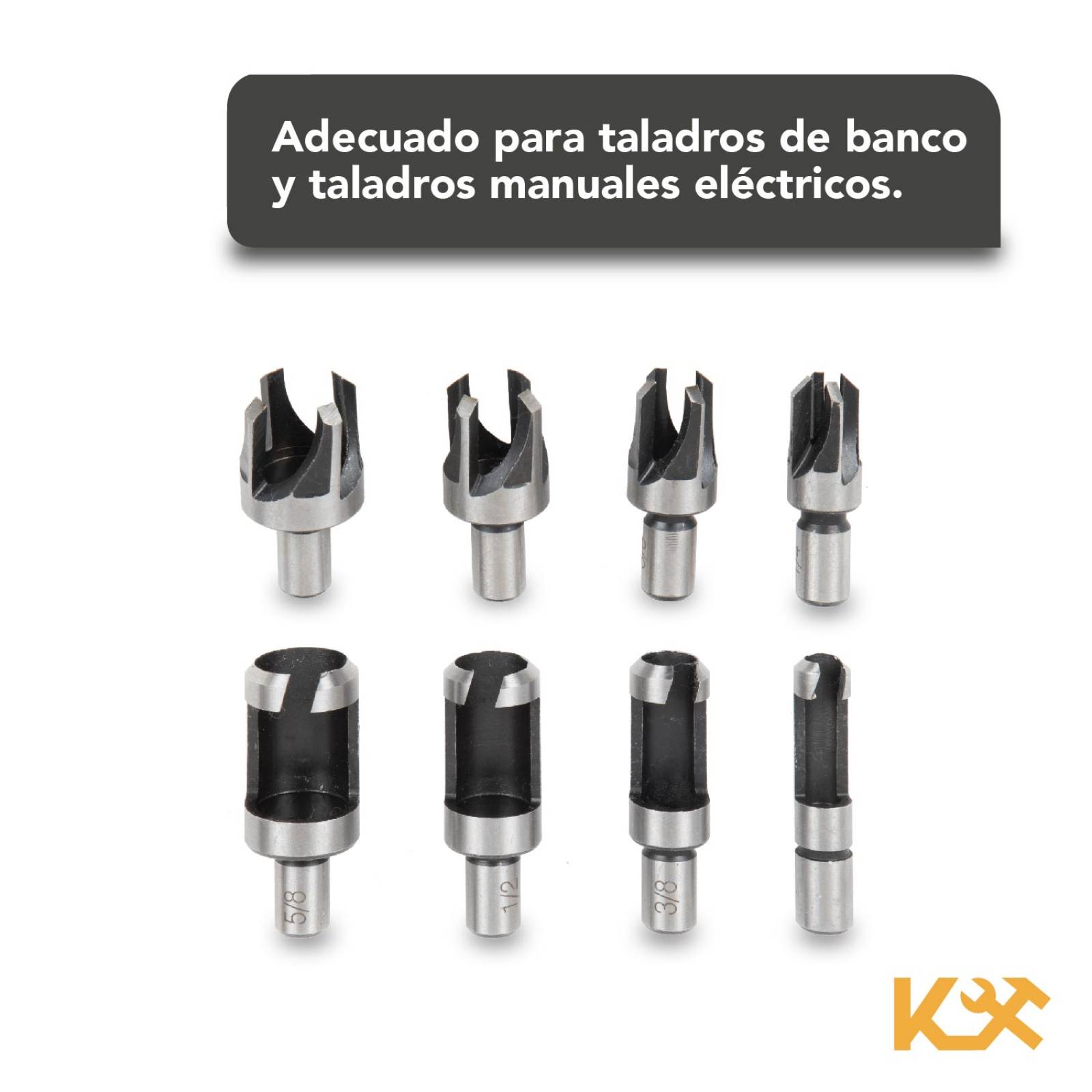 Broca Sacabocado Para Madera Carpintero Concavo 8 Pzs