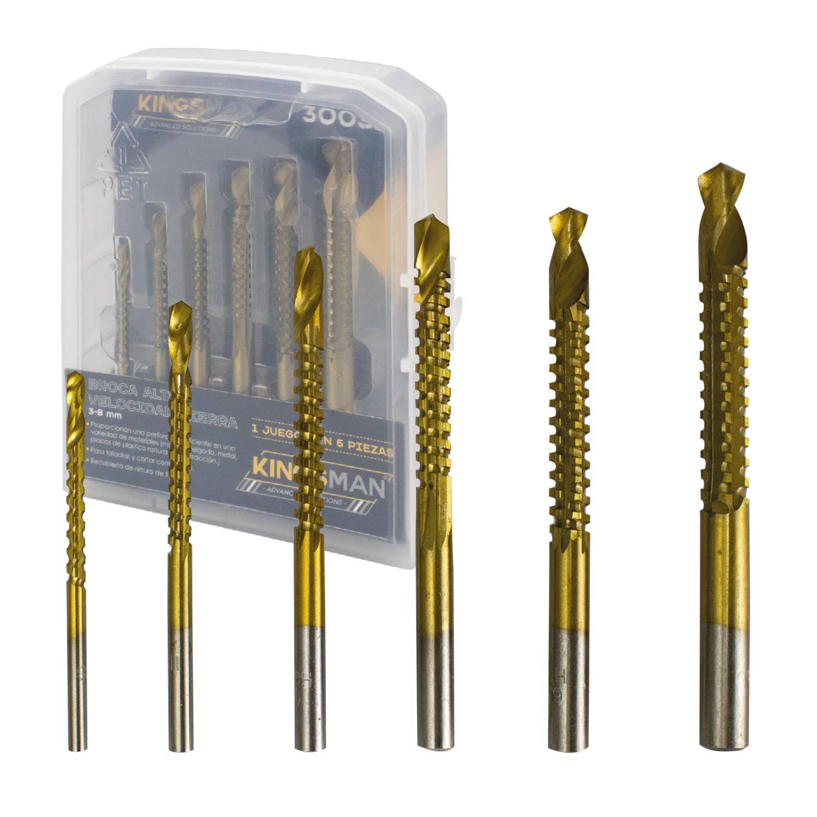 Brocas Sierra A/v Heleicoidal Multifuncional Madera 6 Piezas