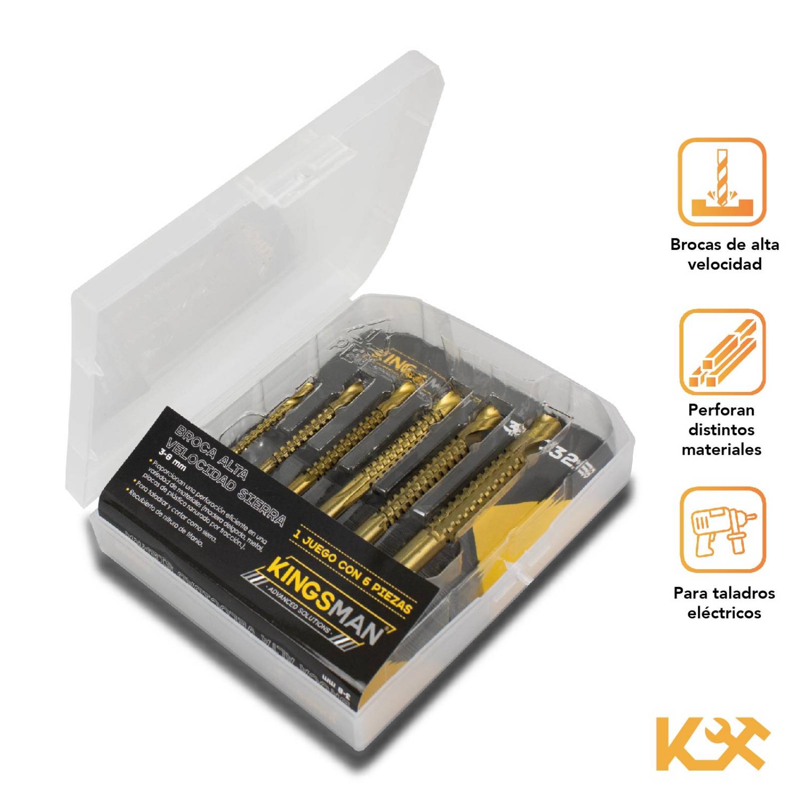 Brocas Sierra A/v Heleicoidal Multifuncional Madera 6 Piezas