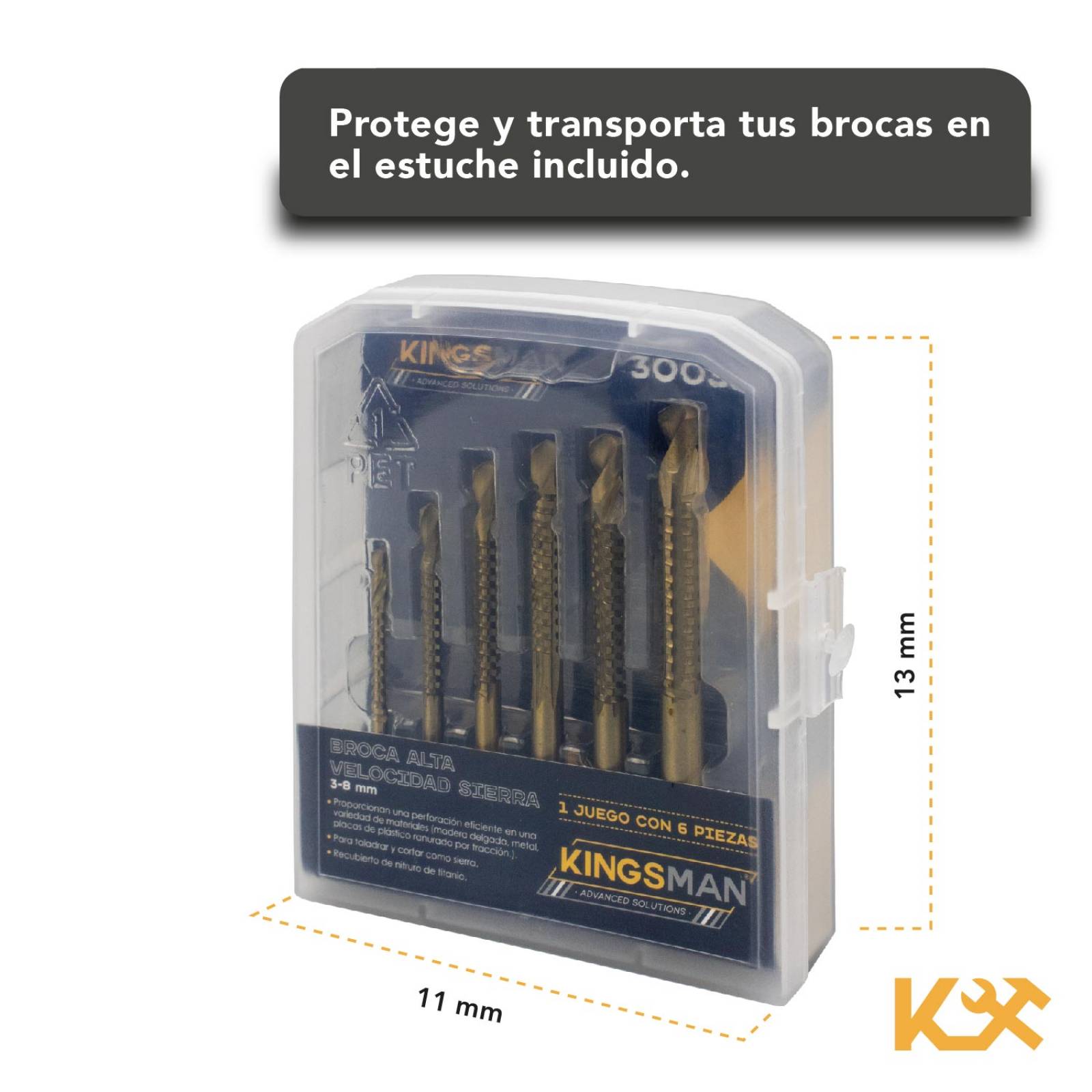 Brocas Sierra A/v Heleicoidal Multifuncional Madera 6 Piezas