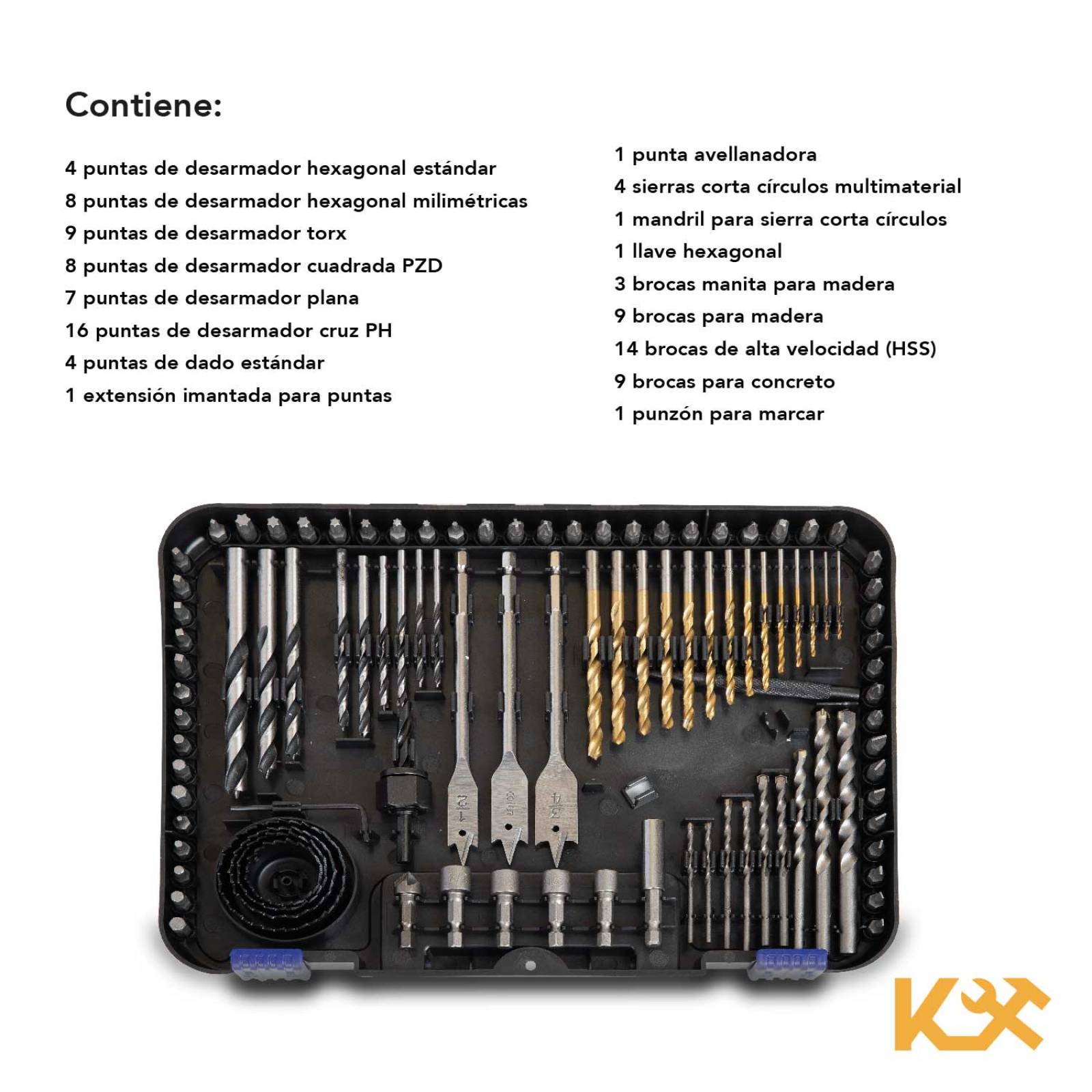 Kit De Brocas + Puntas + Sierras + Accesorios Taladro 100 Pz