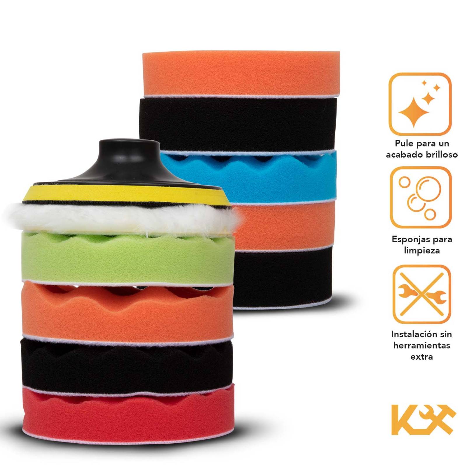 Kit Borlas Para Pulir Esponja Para Taladro 115mm 12 Pzs