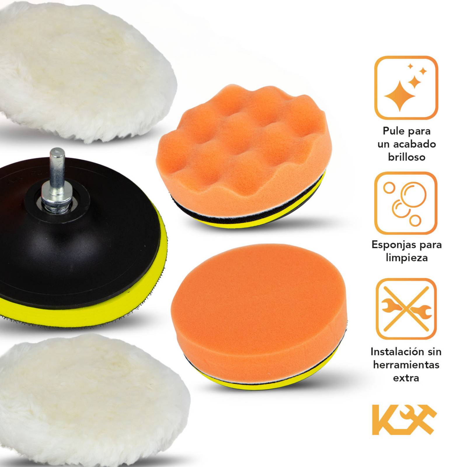 Kit Borlas Para Pulir Para Taladro Almohadilla Esponja 6 Pzs