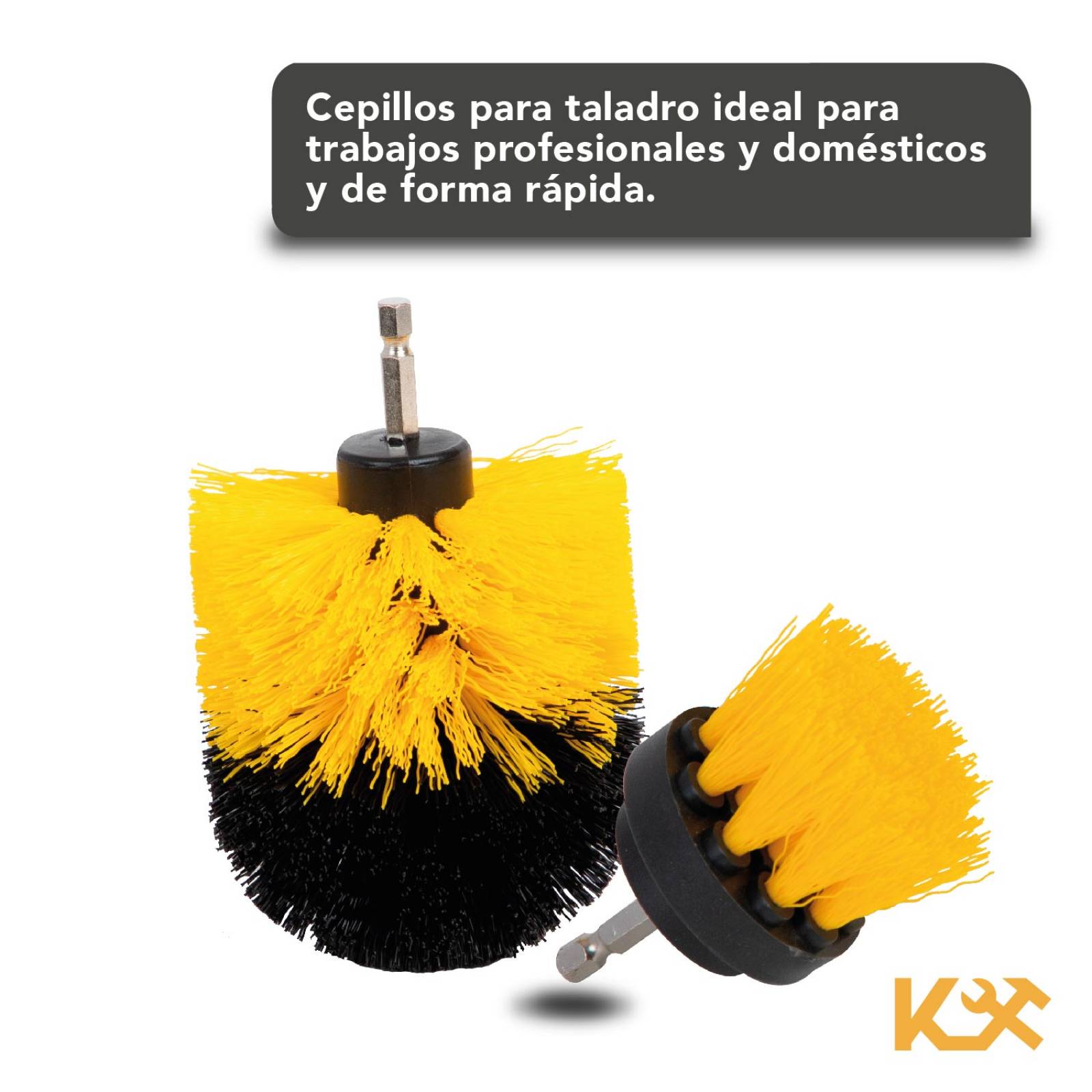 Kit Cepillo Para Taladro 3 Pzs Nailon Escobilla Limpieza