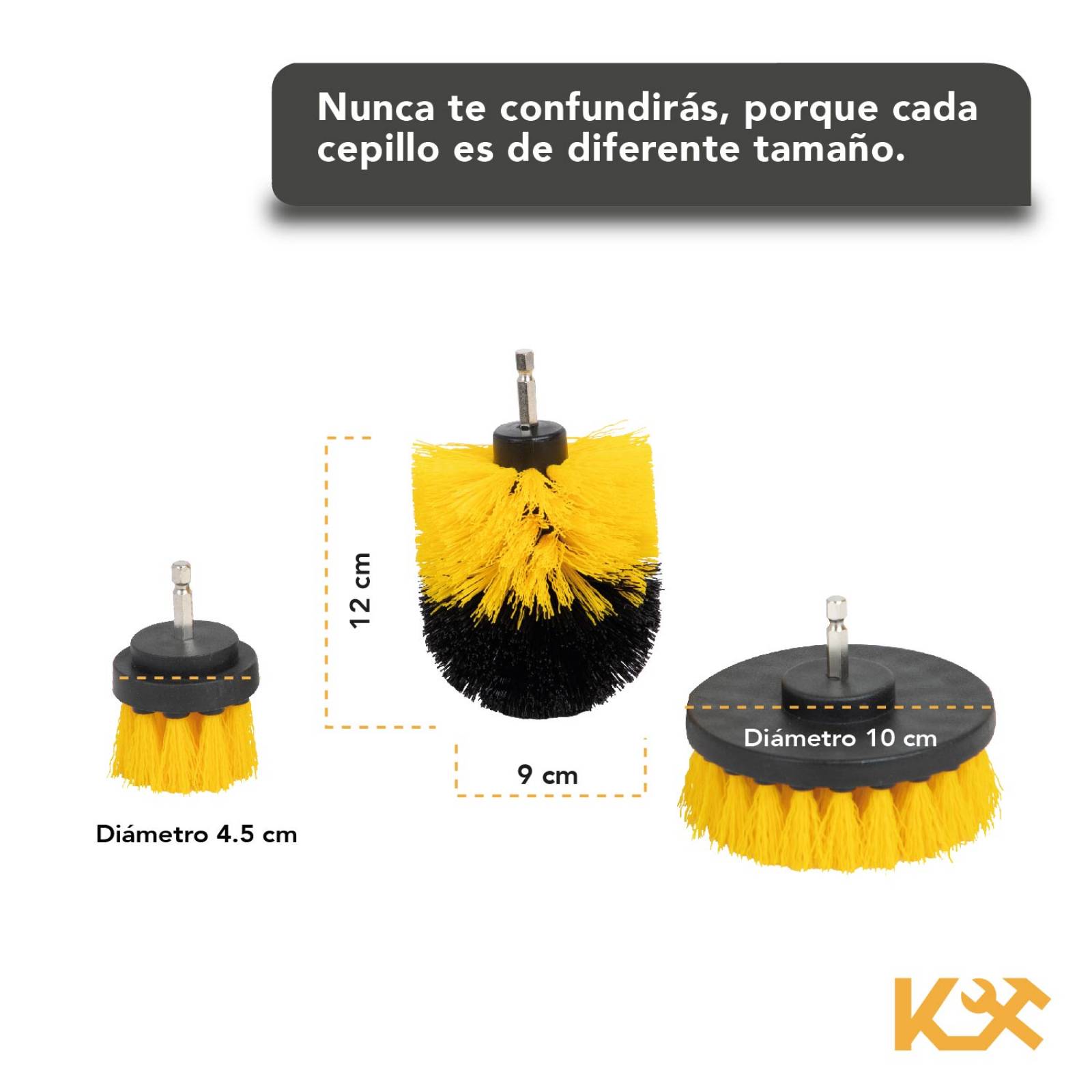 Kit Cepillo Para Taladro 3 Pzs Nailon Escobilla Limpieza