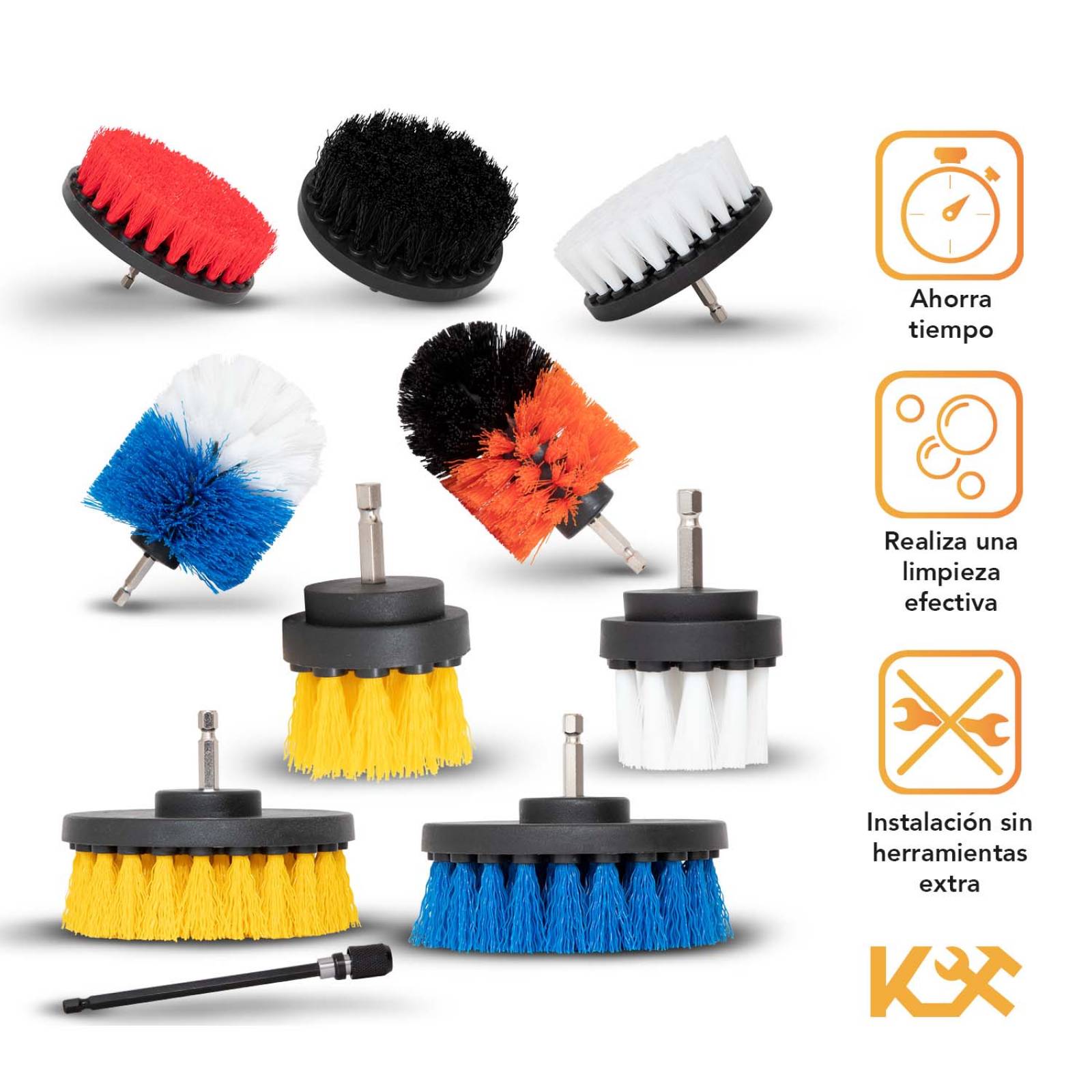 Kit Cepillo Para Taladro 10 Pzs Nailon Escobilla Limpieza