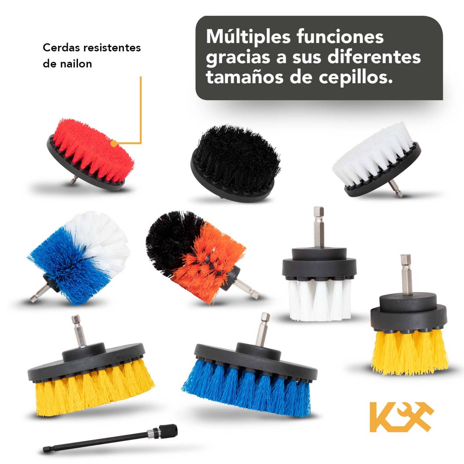 Kit Cepillo Para Taladro 10 Pzs Nailon Escobilla Limpieza